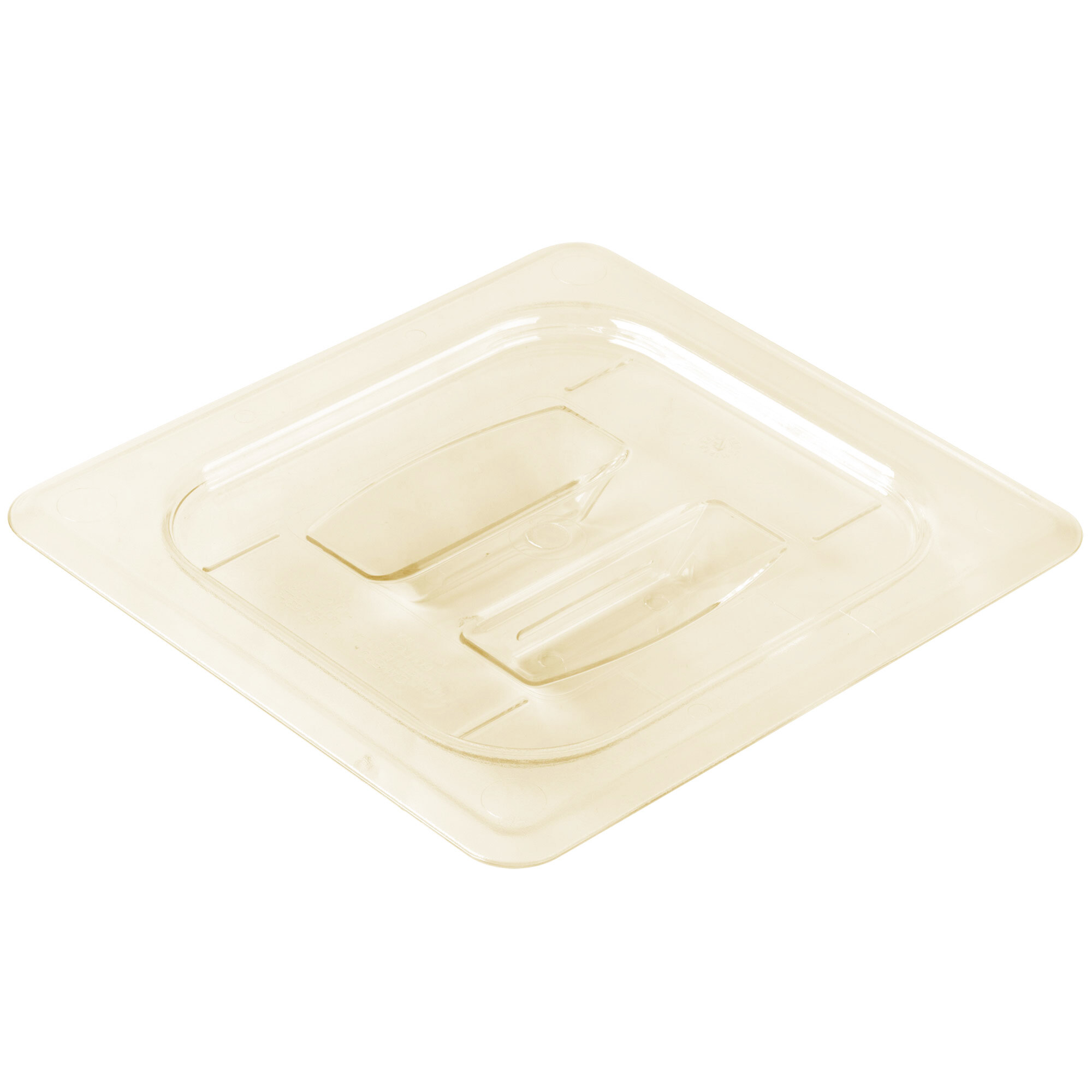 Cambro 60HPCH150 H-Pan™ 1/6 Size Amber High Heat Handled Lid