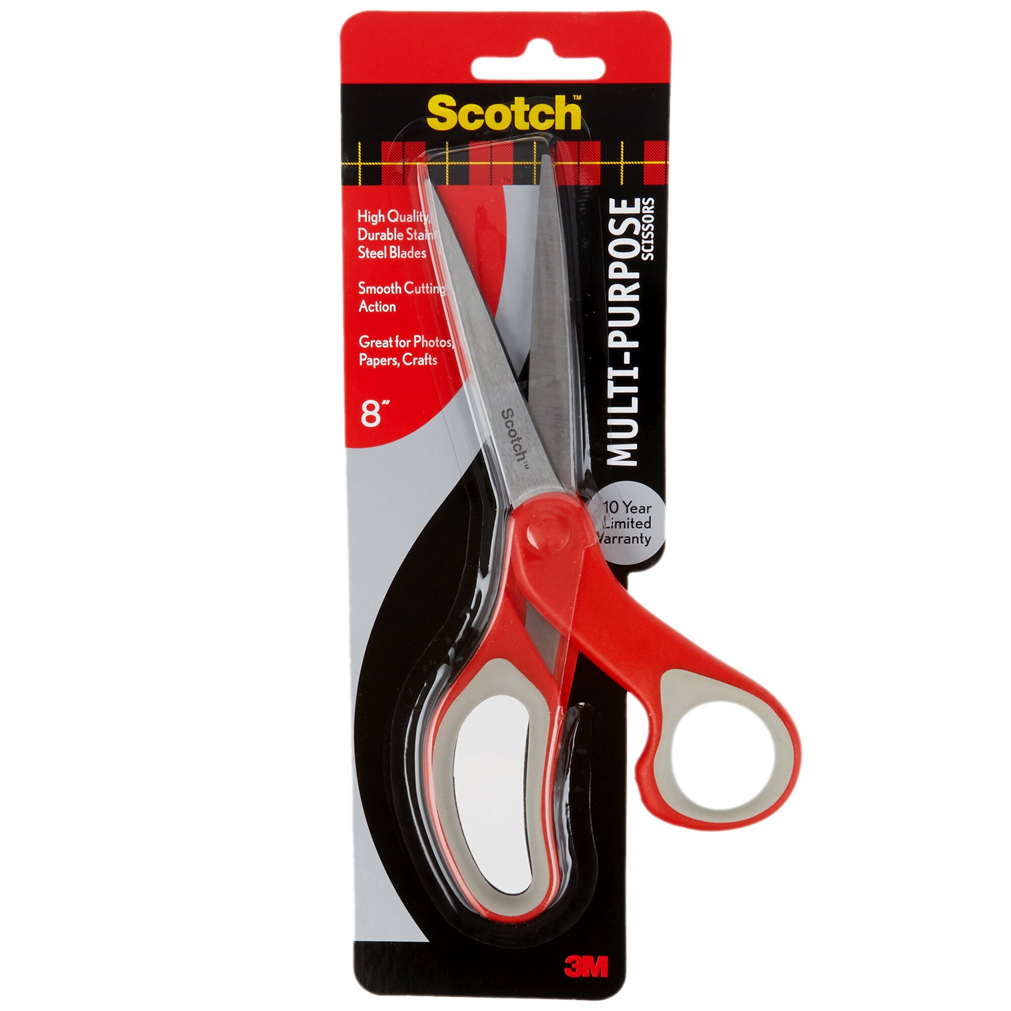 3M 1428 Scotch® 8" MultiPurpose Scissors with Red and Gray Handle