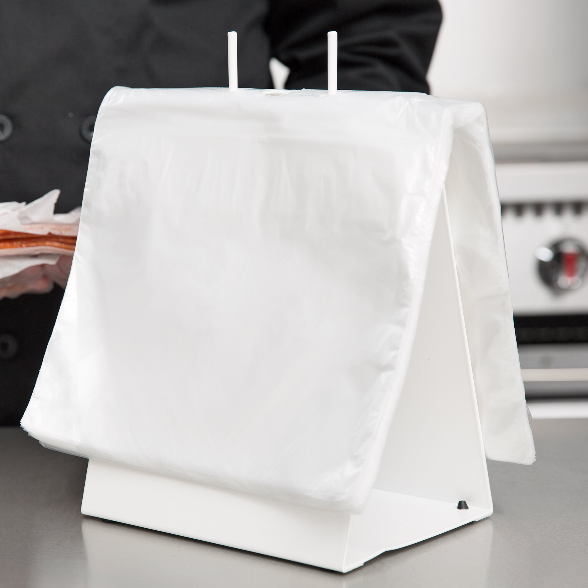 Choice 10 1/2" x 8" Unprinted Plastic Deli Saddle Bag with Flip Top