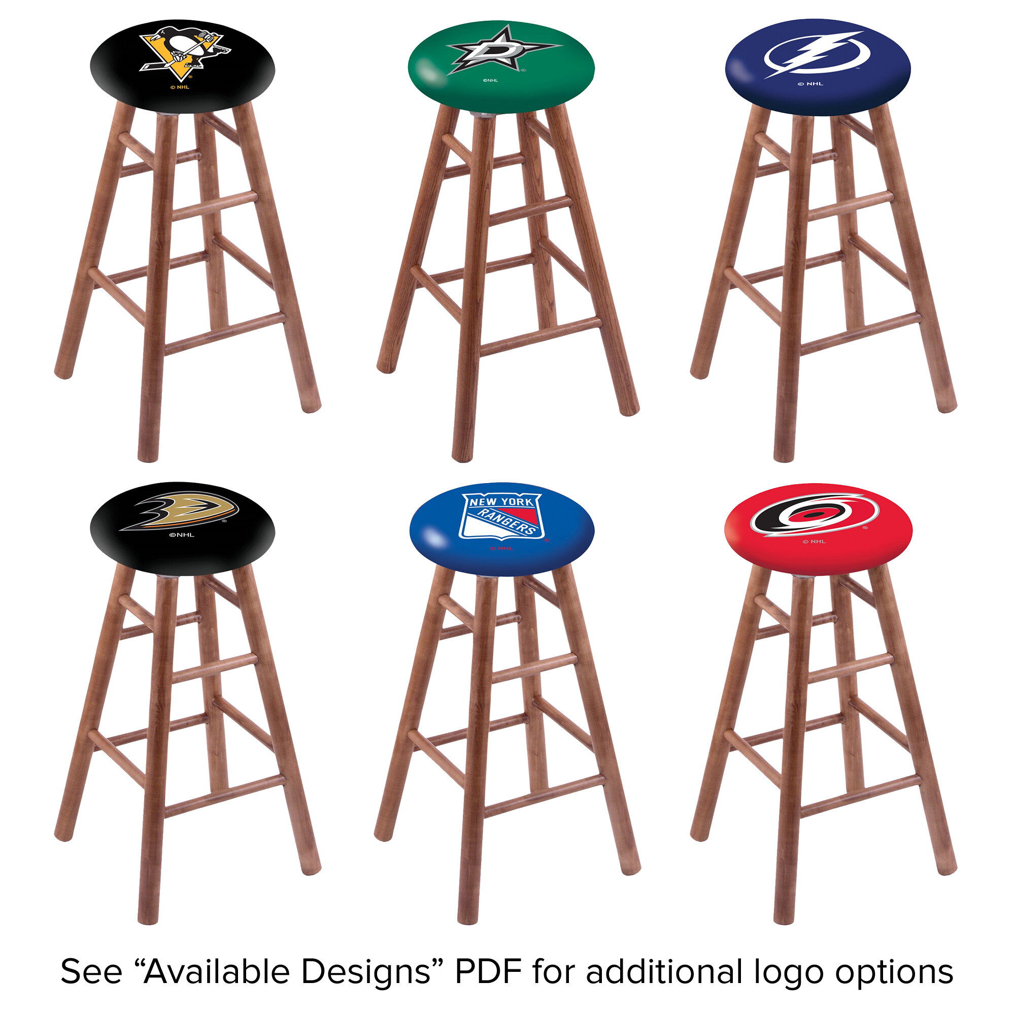 Holland Bar Stool NHL Logo Wood Bar Stool with Medium Finish