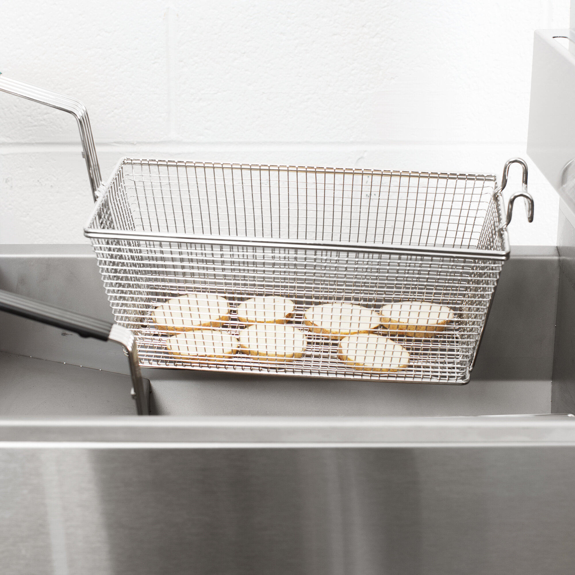 13" x 6 1/2" x 5 1/4" Fryer Basket with Front Hook