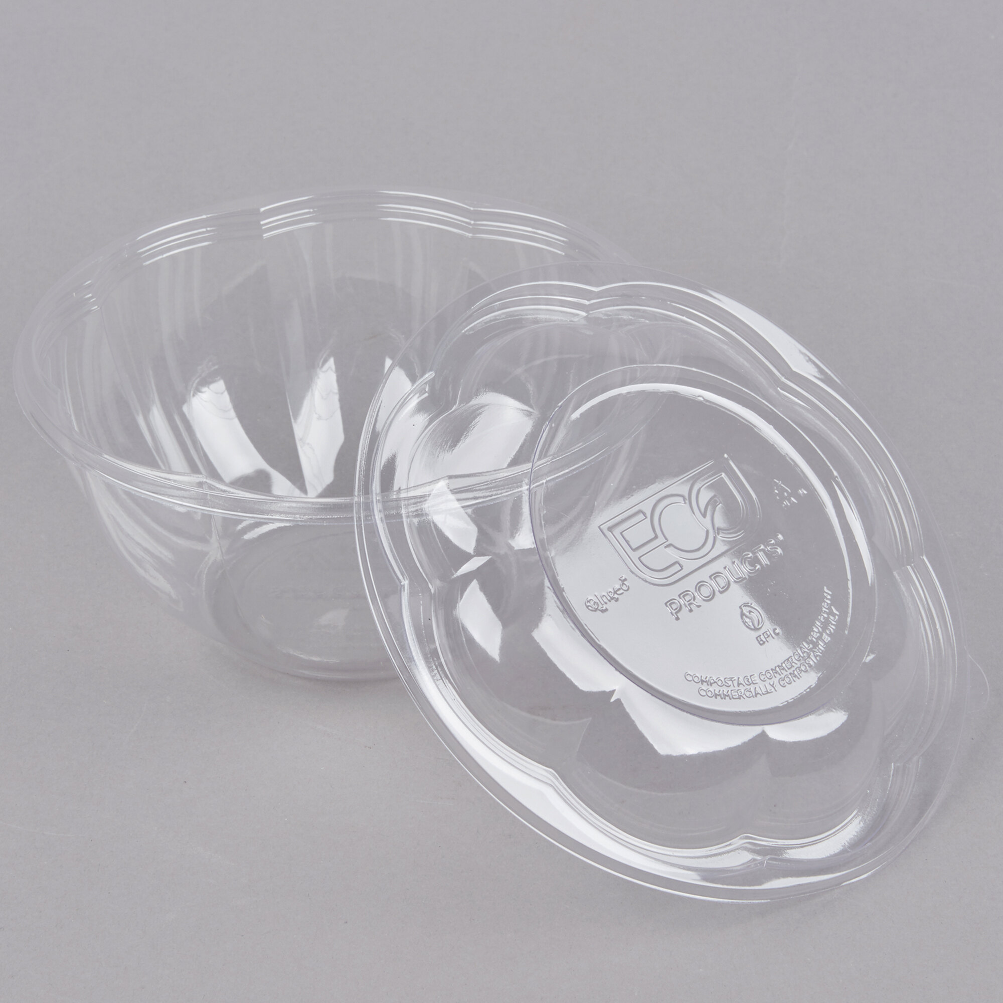 Eco Products EPSB32 32 oz. Clear Compostable Plastic Salad Bowl with