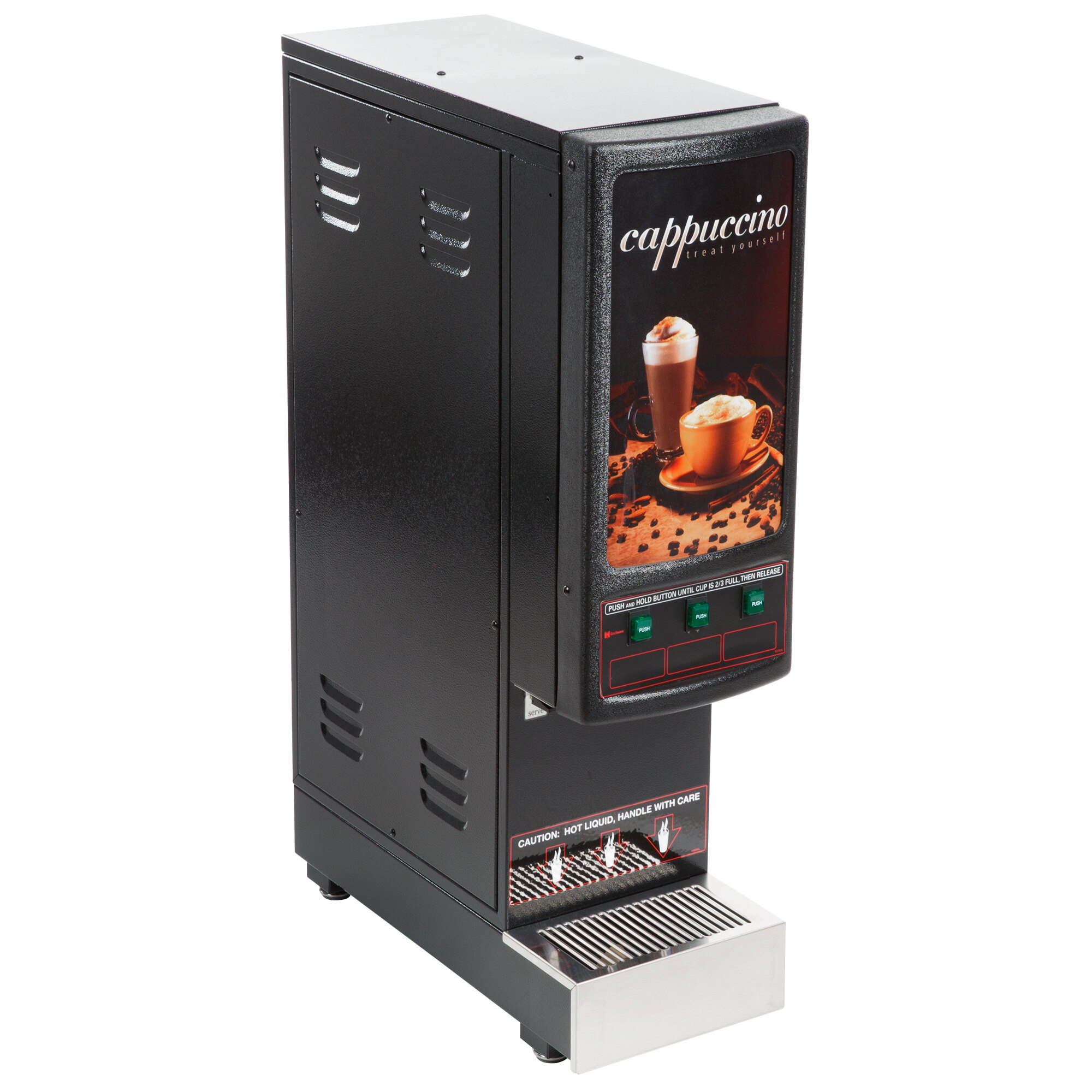 Cecilware 3KGBLD Cappuccino Dispenser with Three Hoppers and Lit Sign