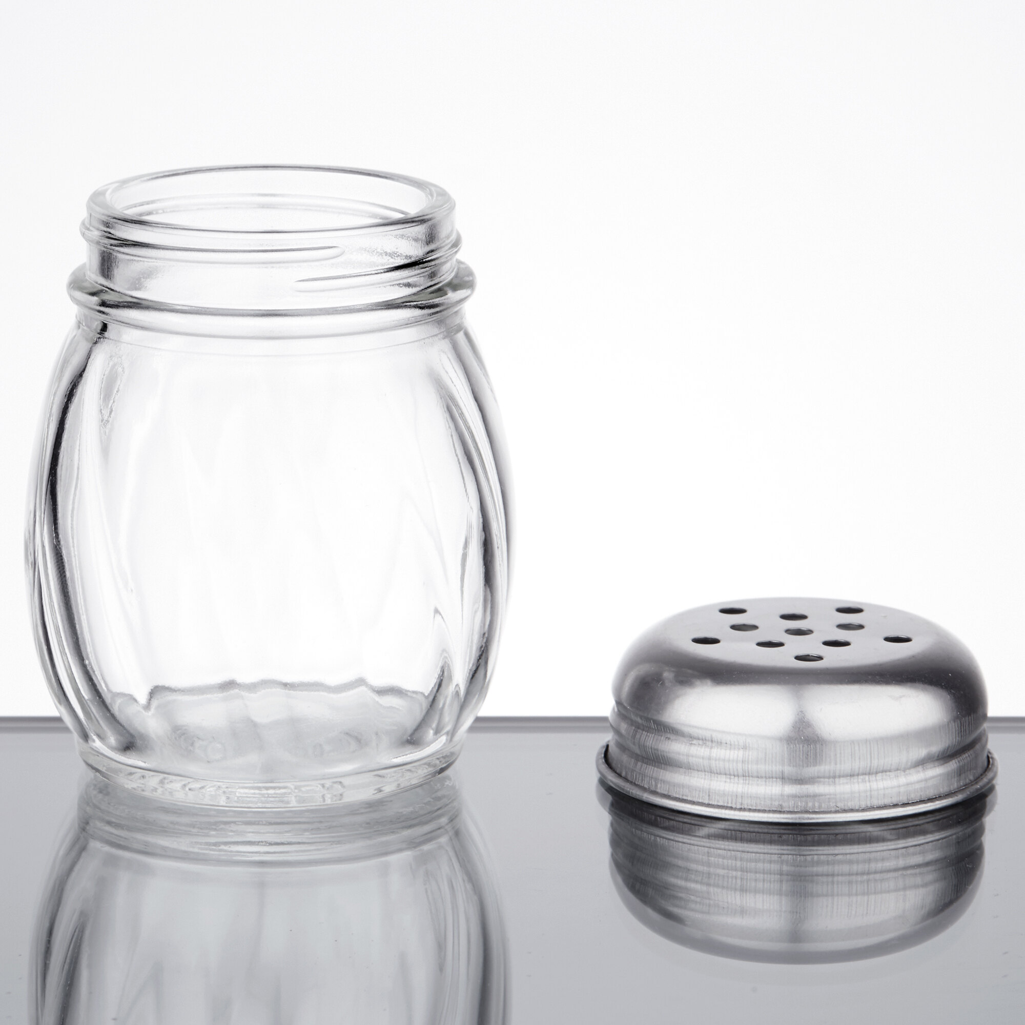 6 oz. Glass Cheese Shaker with Perforated Chrome Top 3/Pack