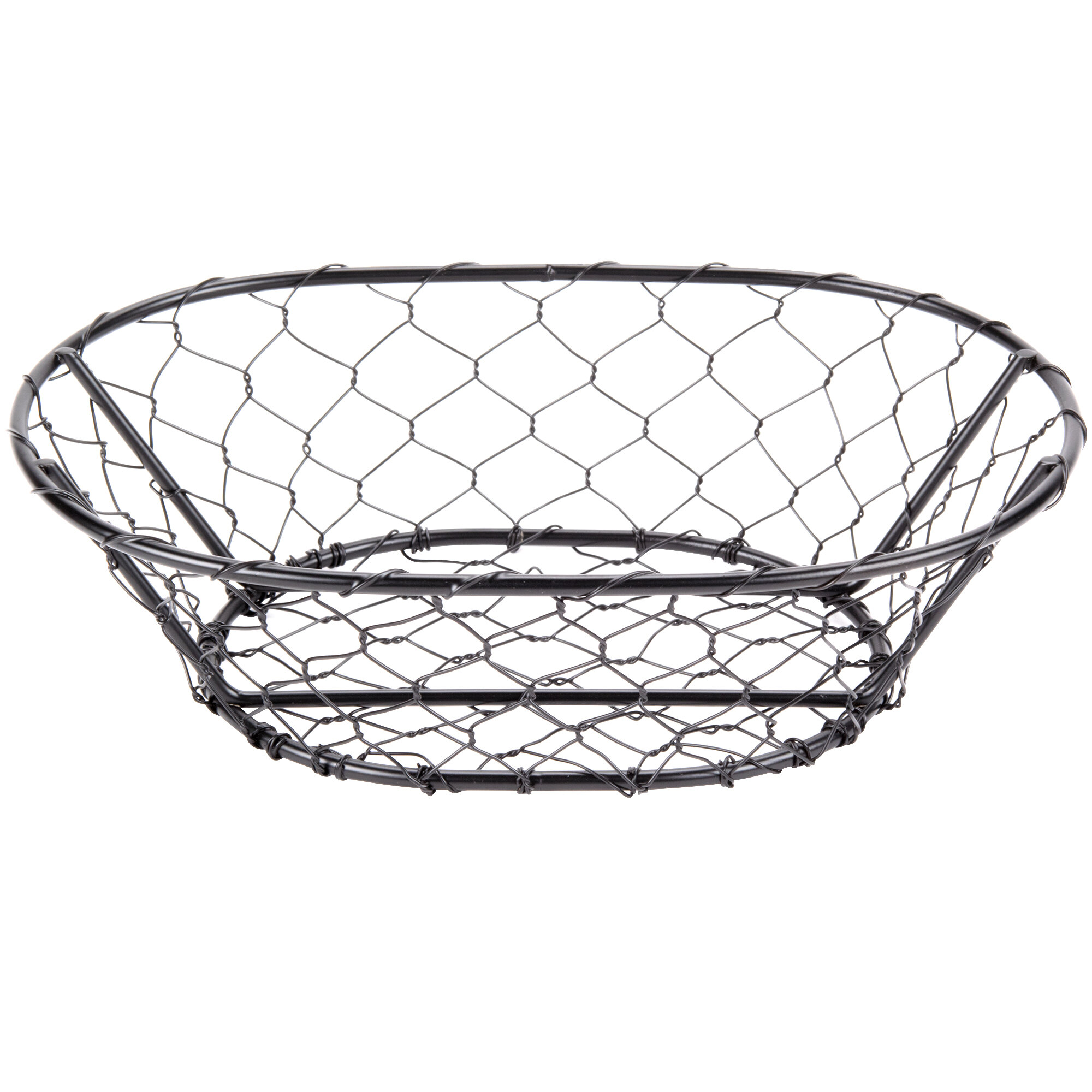 American Metalcraft WIR4 Oval Black Chicken Wire Basket - 9 1/2