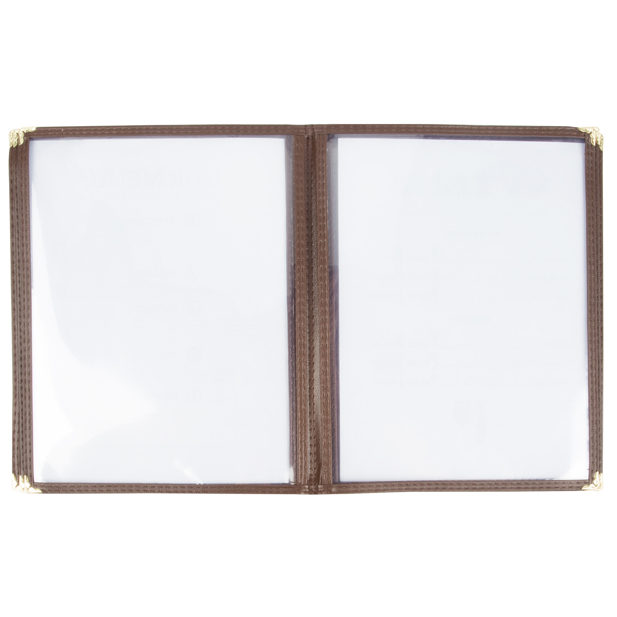 8 1/2" x 11" Six Pocket Clear Menu Cover Brown