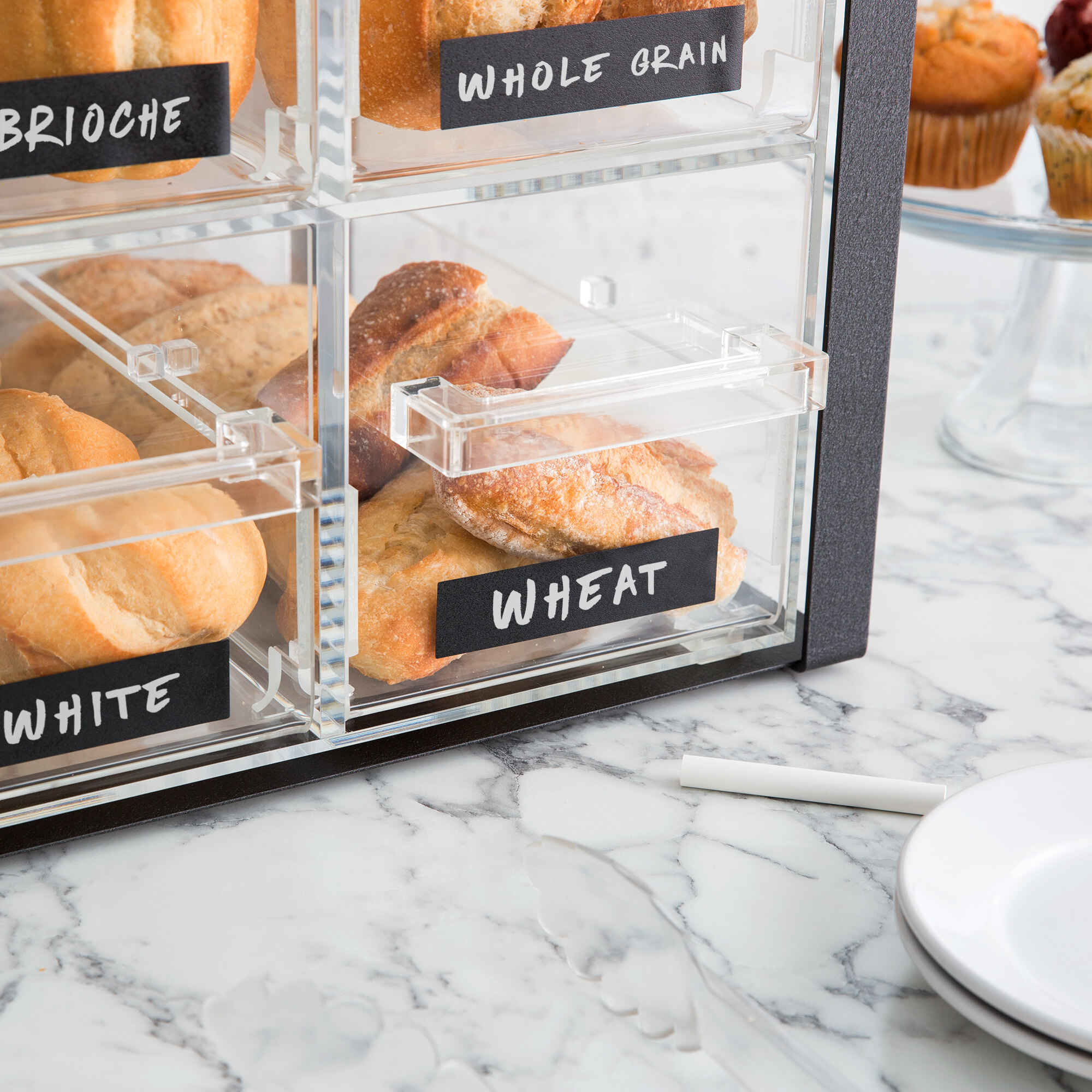 Vollrath SBB2x2F06 Cubic Four Drawer Acrylic Bread Box with Black