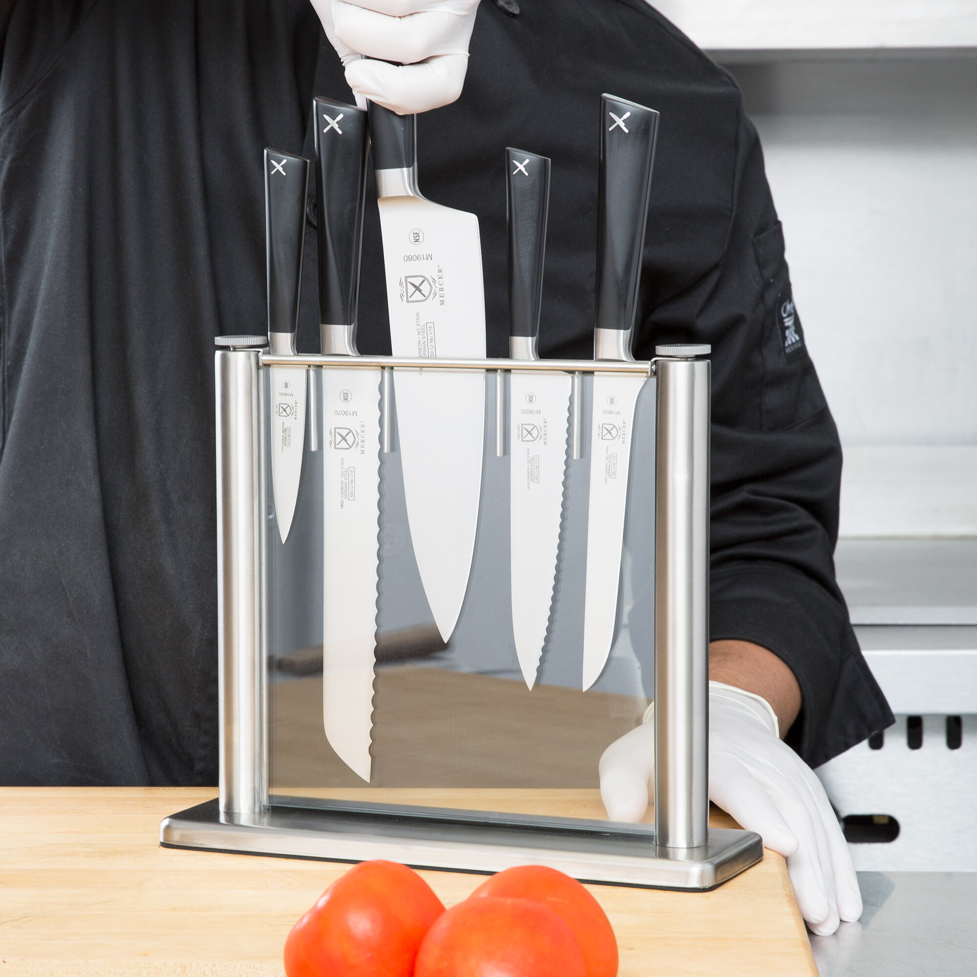 Mercer Culinary M19100 ZüM® 6Piece Stainless Steel and Glass Knife Block Set