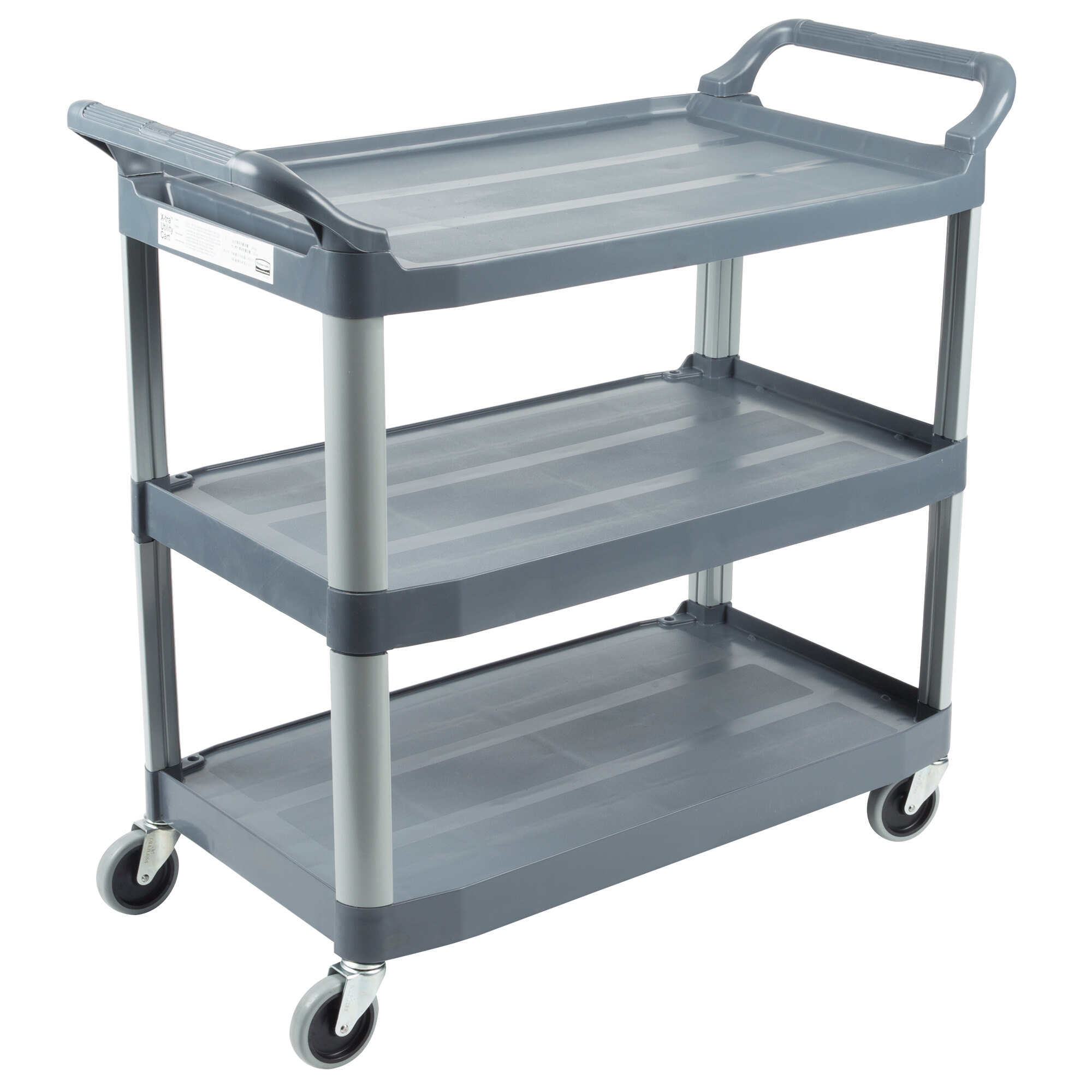 Rubbermaid FG409100GRAY Xtra Gray 300 lb. Three Shelf Utility Cart ...