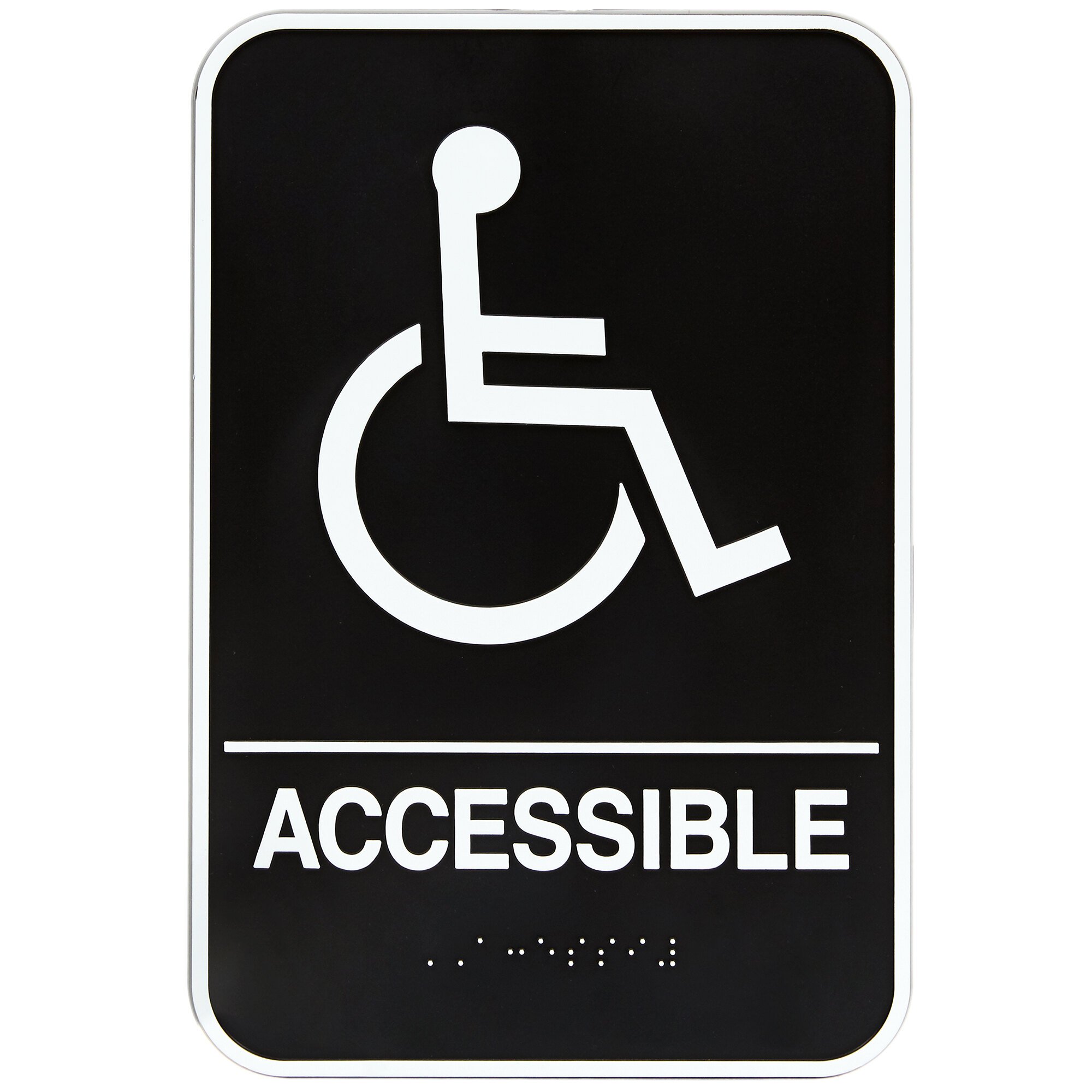 Vollrath 5632 Traex® Handicap Accessible Sign with Braille - Black and ...