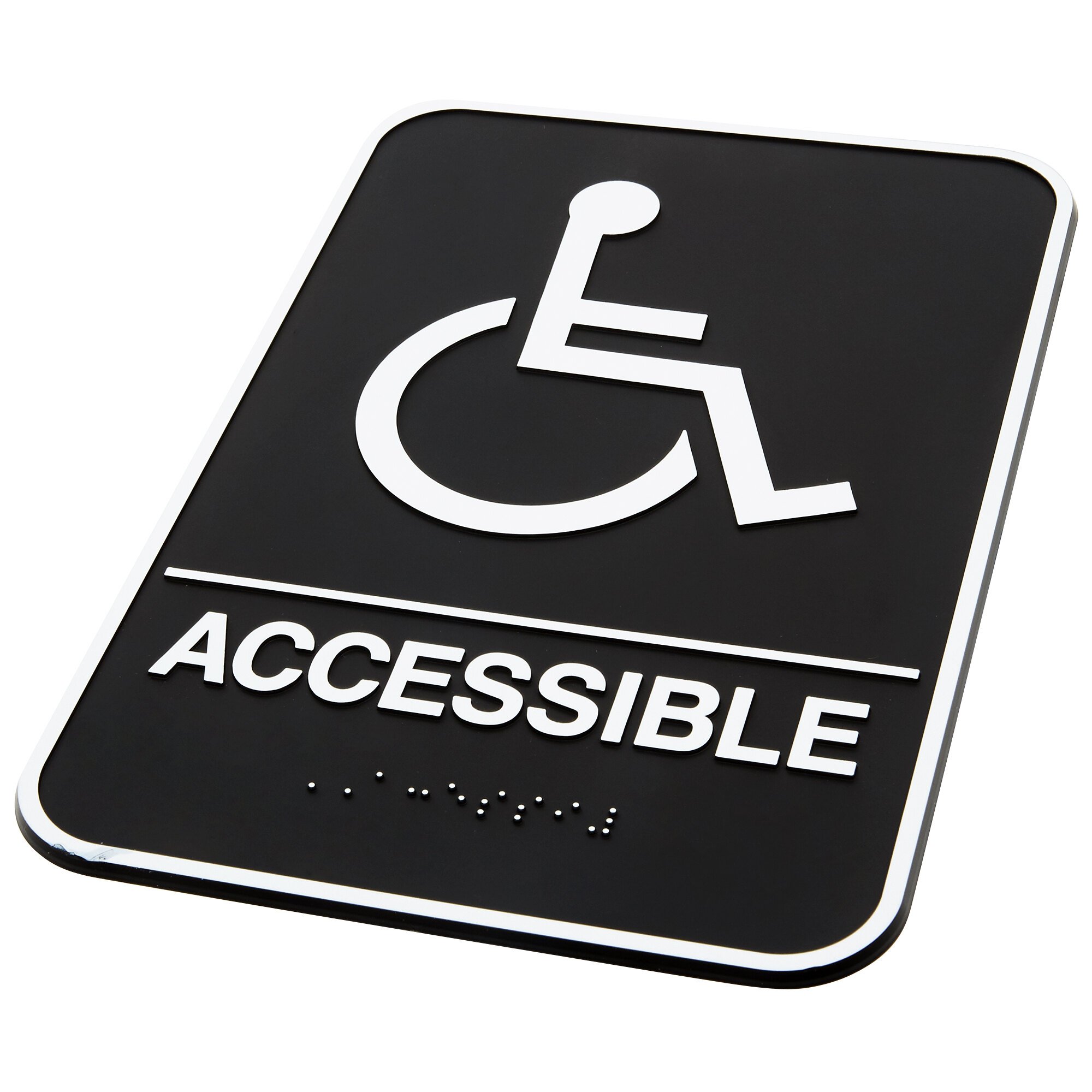 Vollrath 5632 Traex® Handicap Accessible Sign with Braille - Black and ...