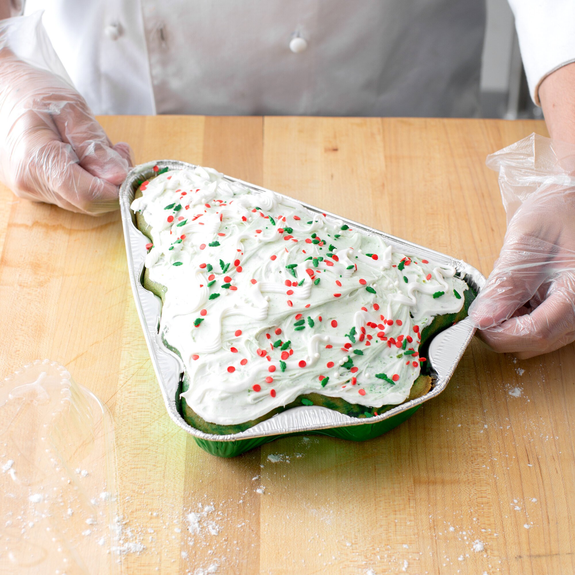 Disposable Christmas Tree Shaped Cake Pan and Lid 50/Case