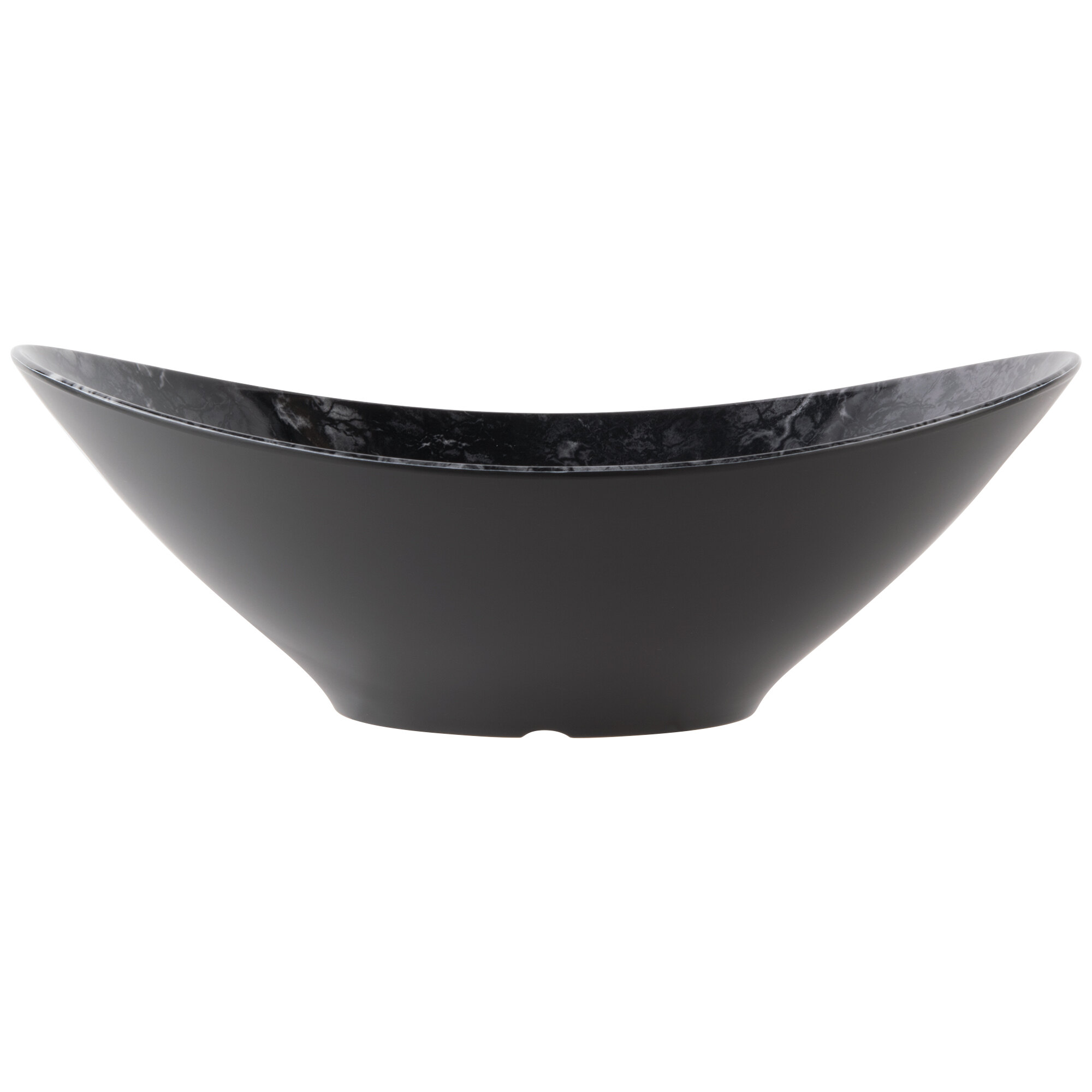 Tablecraft MBM145BM Frostone 3 Qt. Black Marble Oblong Melamine Bowl