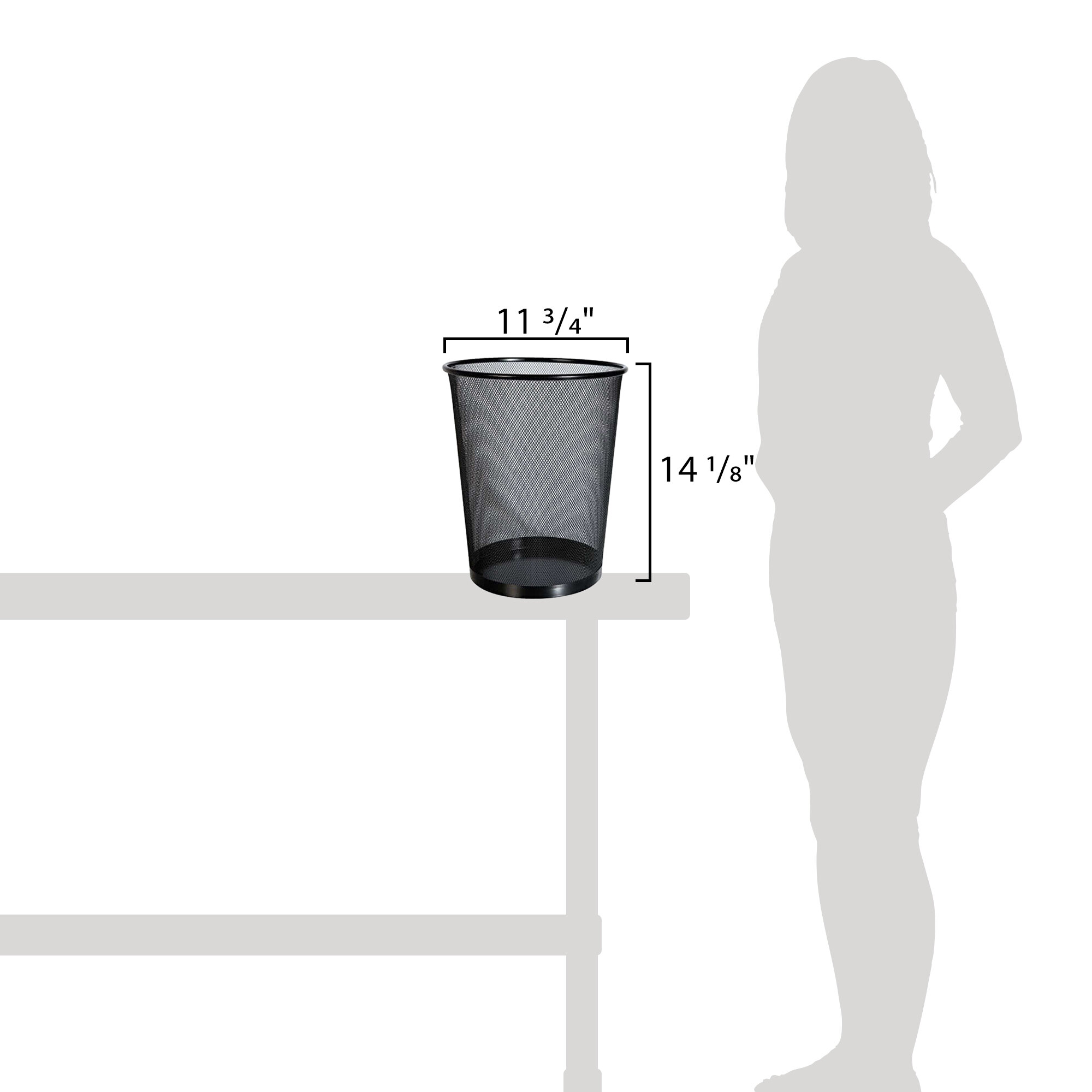 Universal UNV20008 18 Qt. Black Mesh Metal Wastebasket