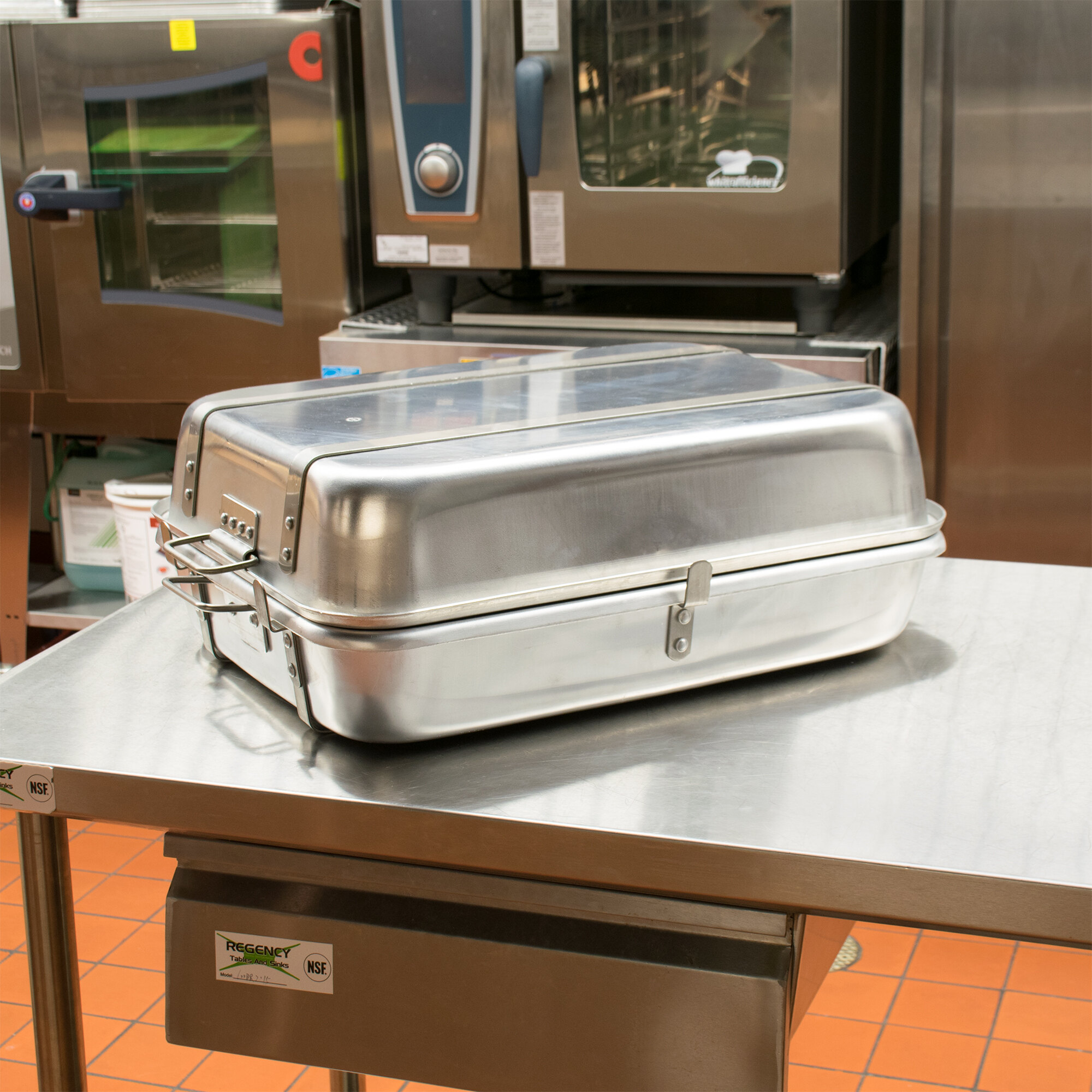Aluminum Roasting Pan with Straps and Handles (Top) 24" x 18" x 4 1/2"