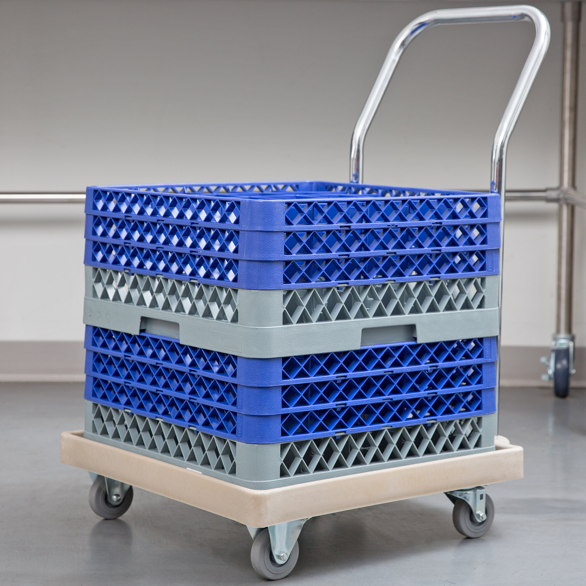 Vollrath Signature 20" x 20" Beige Dish Rack Dolly Base with 27" Chrome