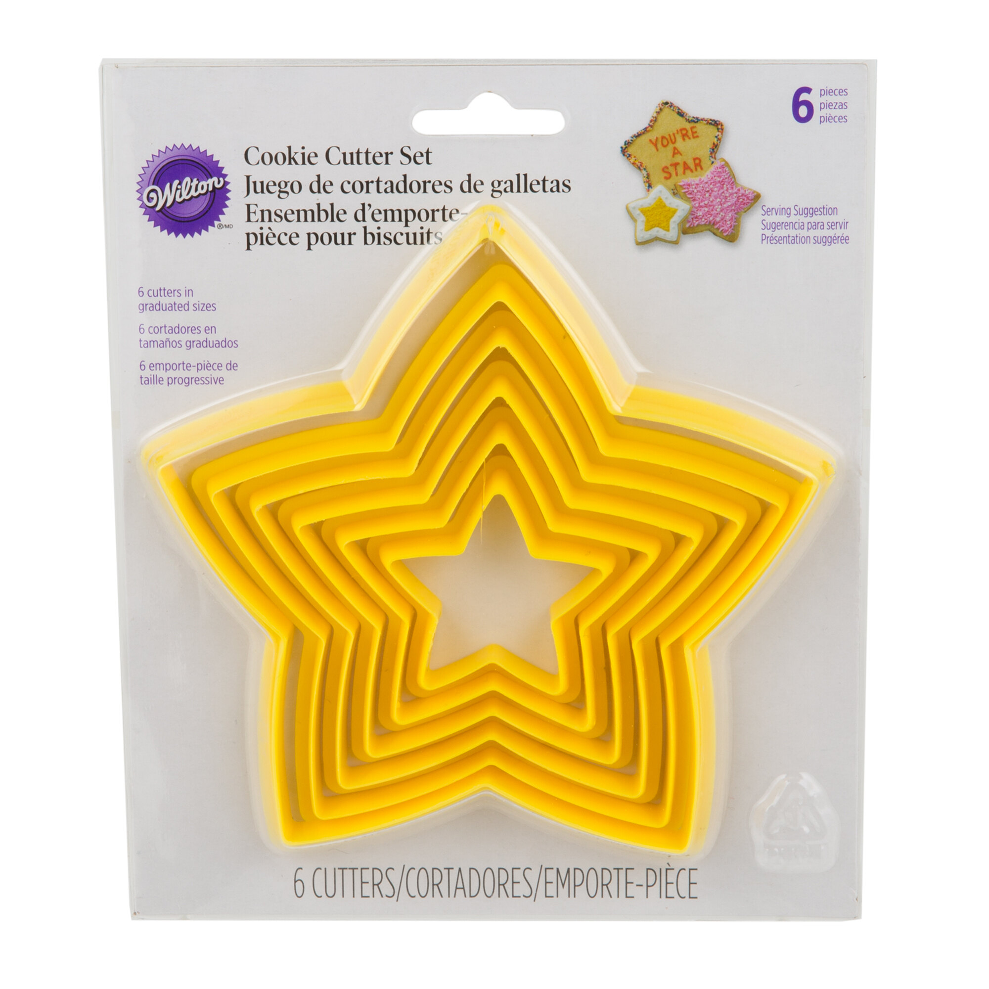 Wilton 2304111 6Piece Plastic Star Cookie Cutter Set