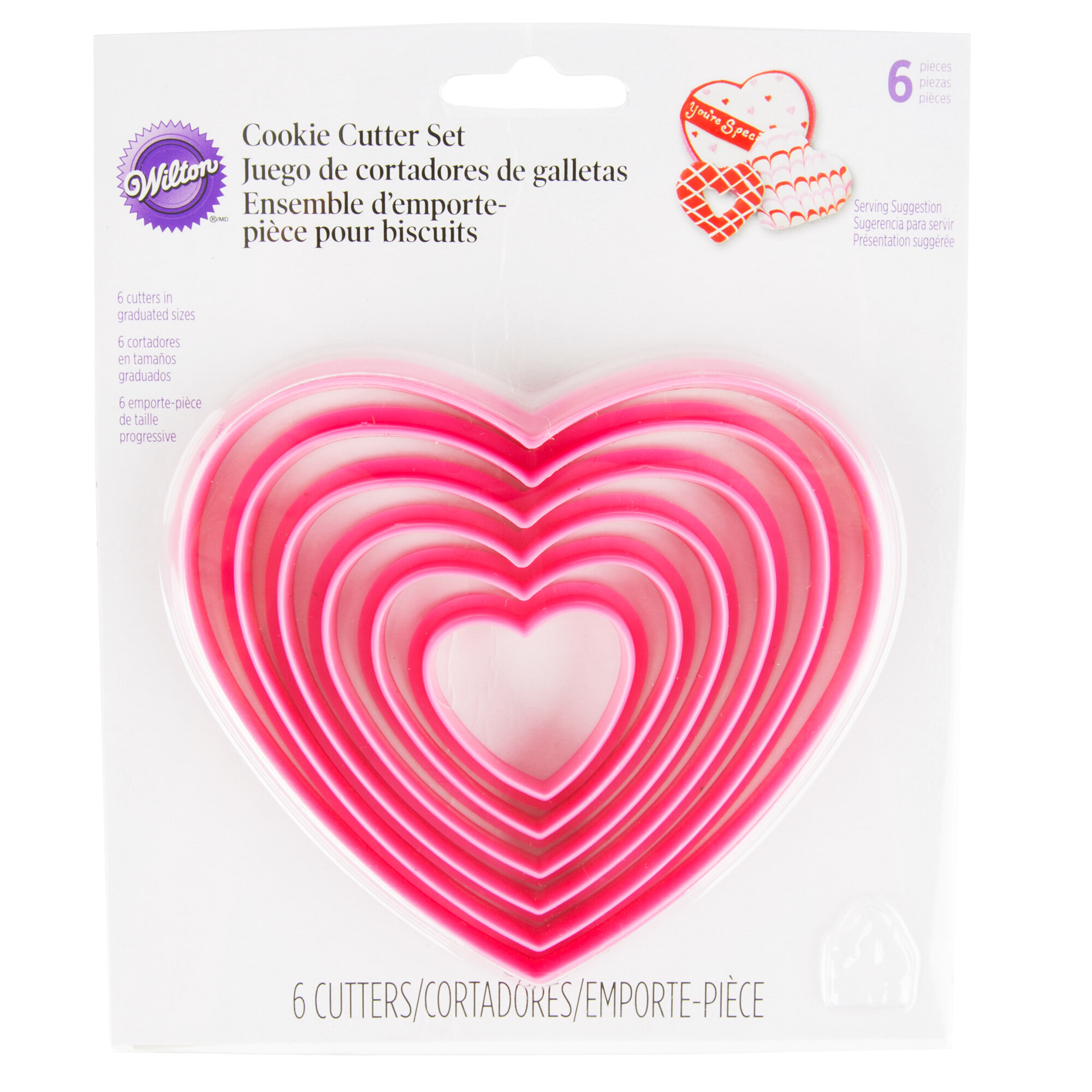 Wilton 2304 115 6 Piece Plastic Hearts Cookie Cutter Set 