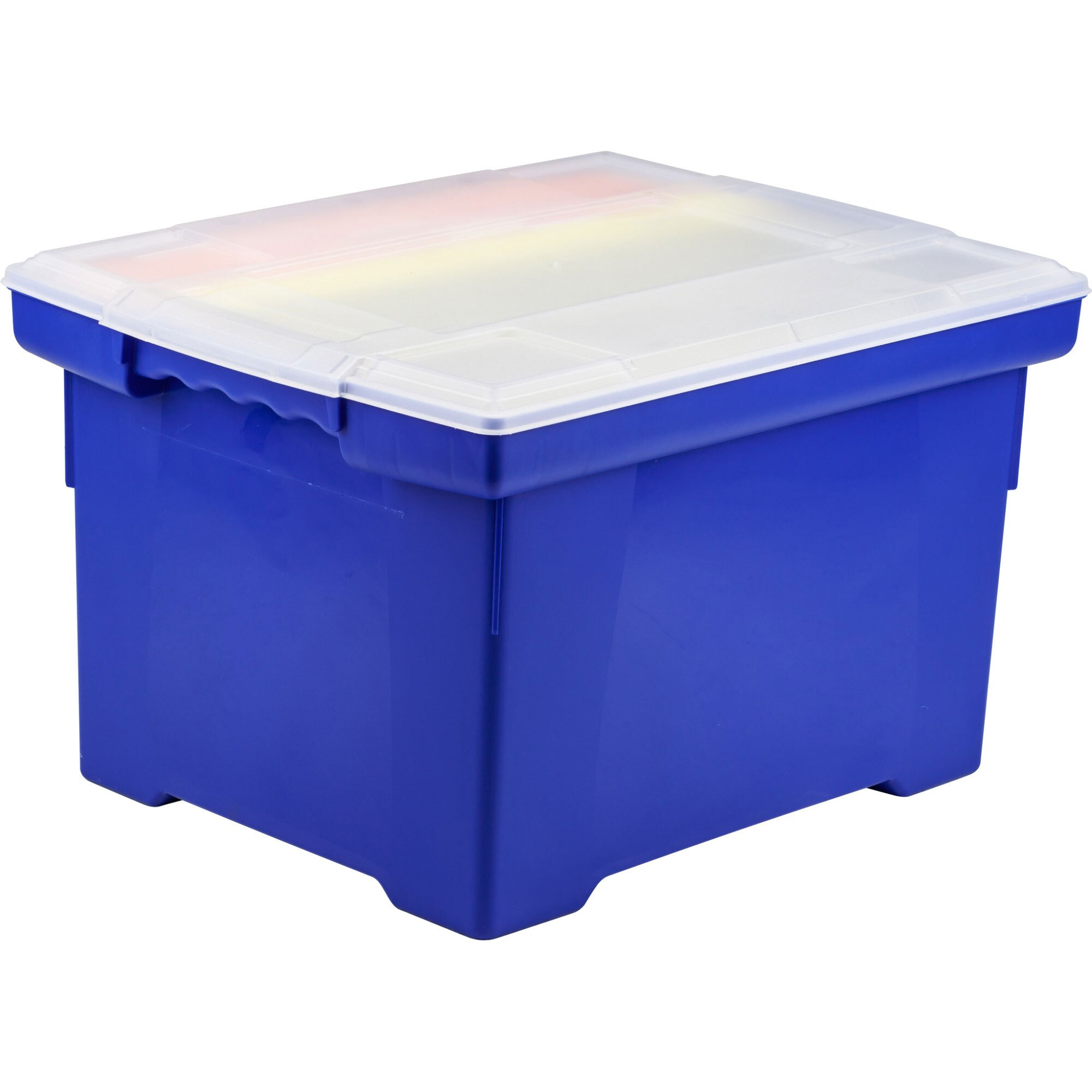 Storex 61554U01C Blue Plastic Letter / Legal File Storage Box with Snap