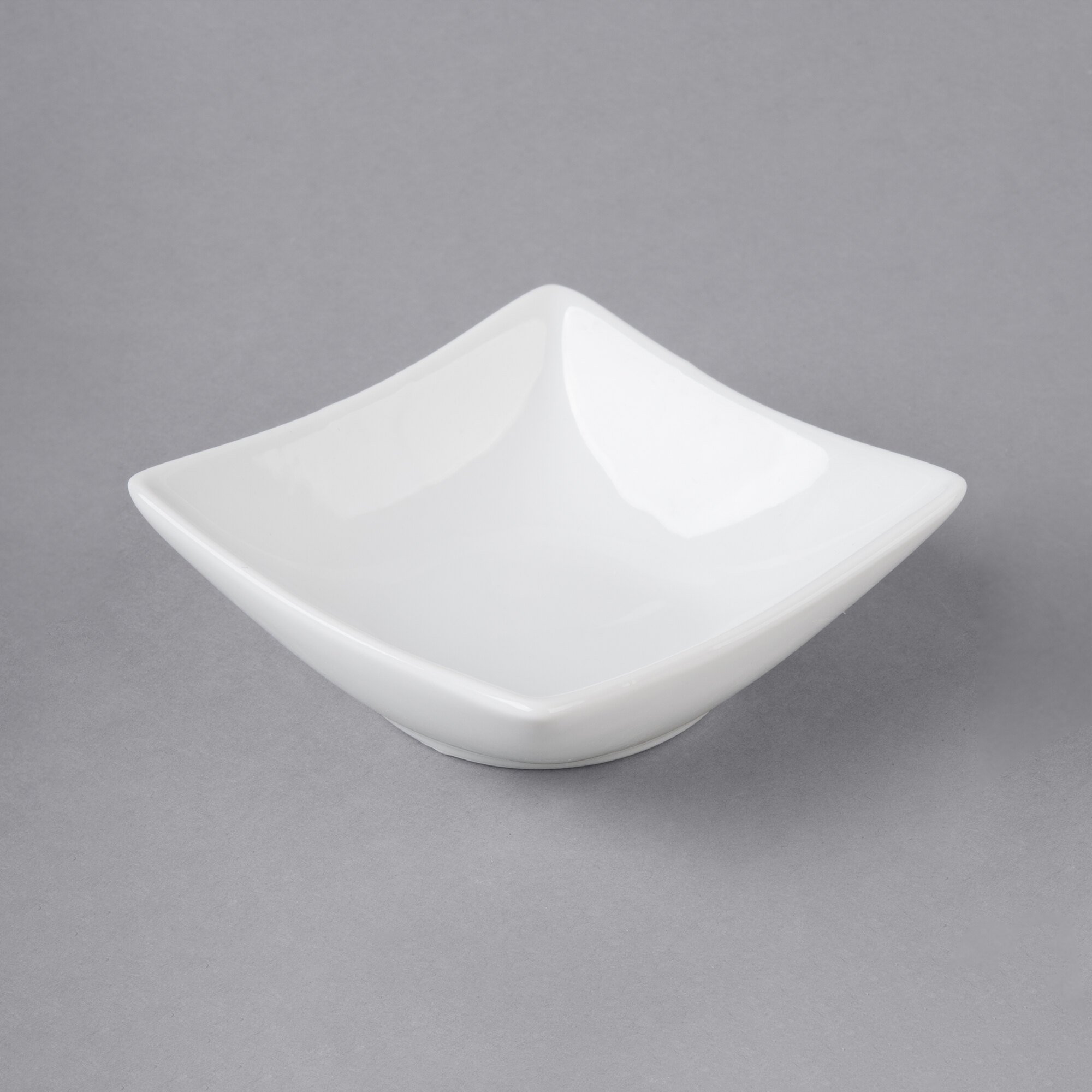 Choice 2.5 oz. Bright White Porcelain Square Sauce Cup 12/Pack