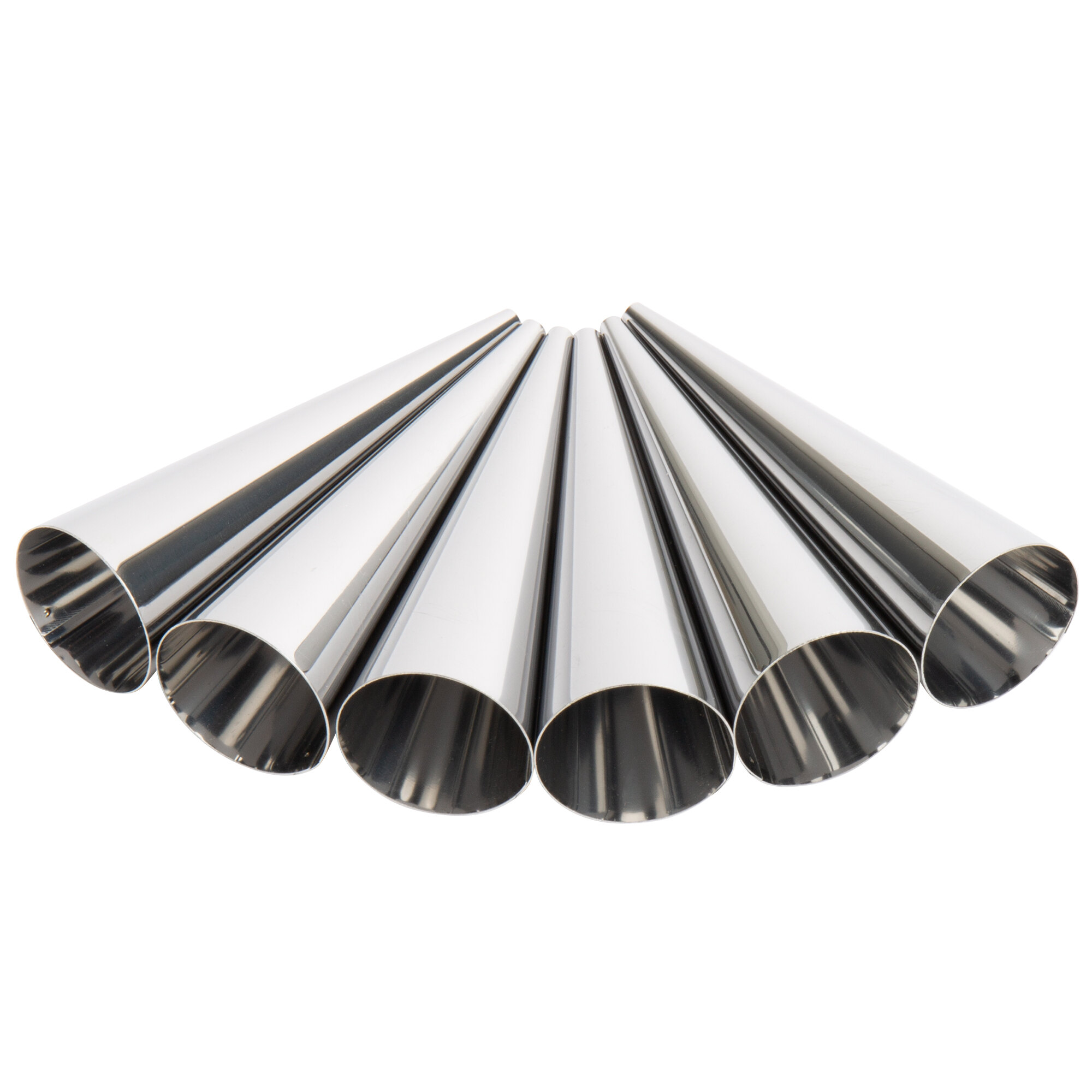 4 1/2" x 1 1/2" Tin Plated Steel Cream Horn Mold / Lady Lock Form 6/Pack