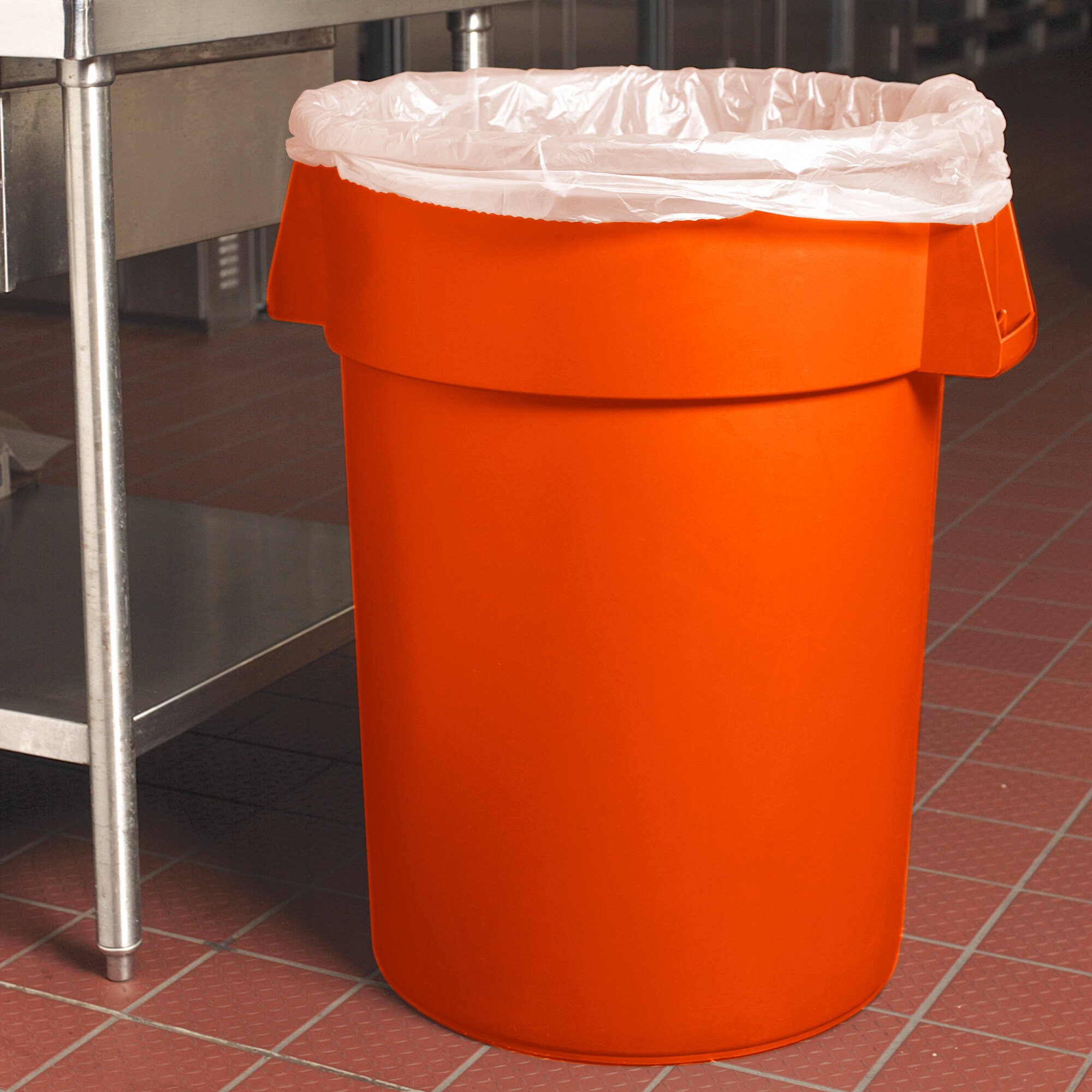 Carlisle 34104424 Bronco 44 Gallon Orange Round Trash Can   1369366 