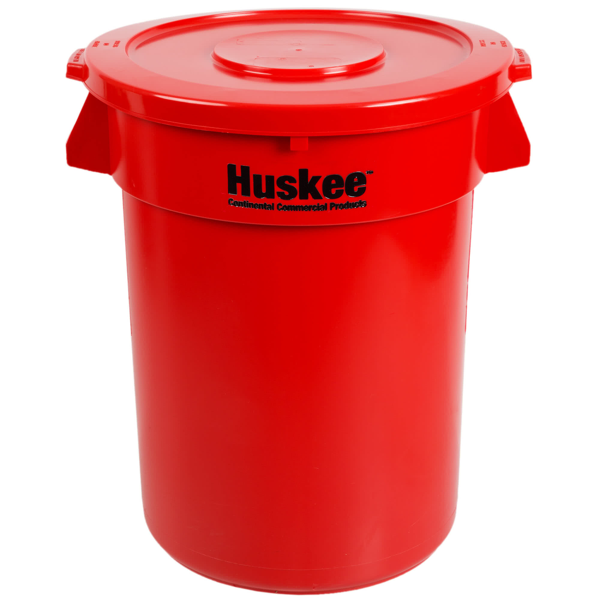 Continental Huskee 32 Gallon Red Round Trash Can with Red Lid