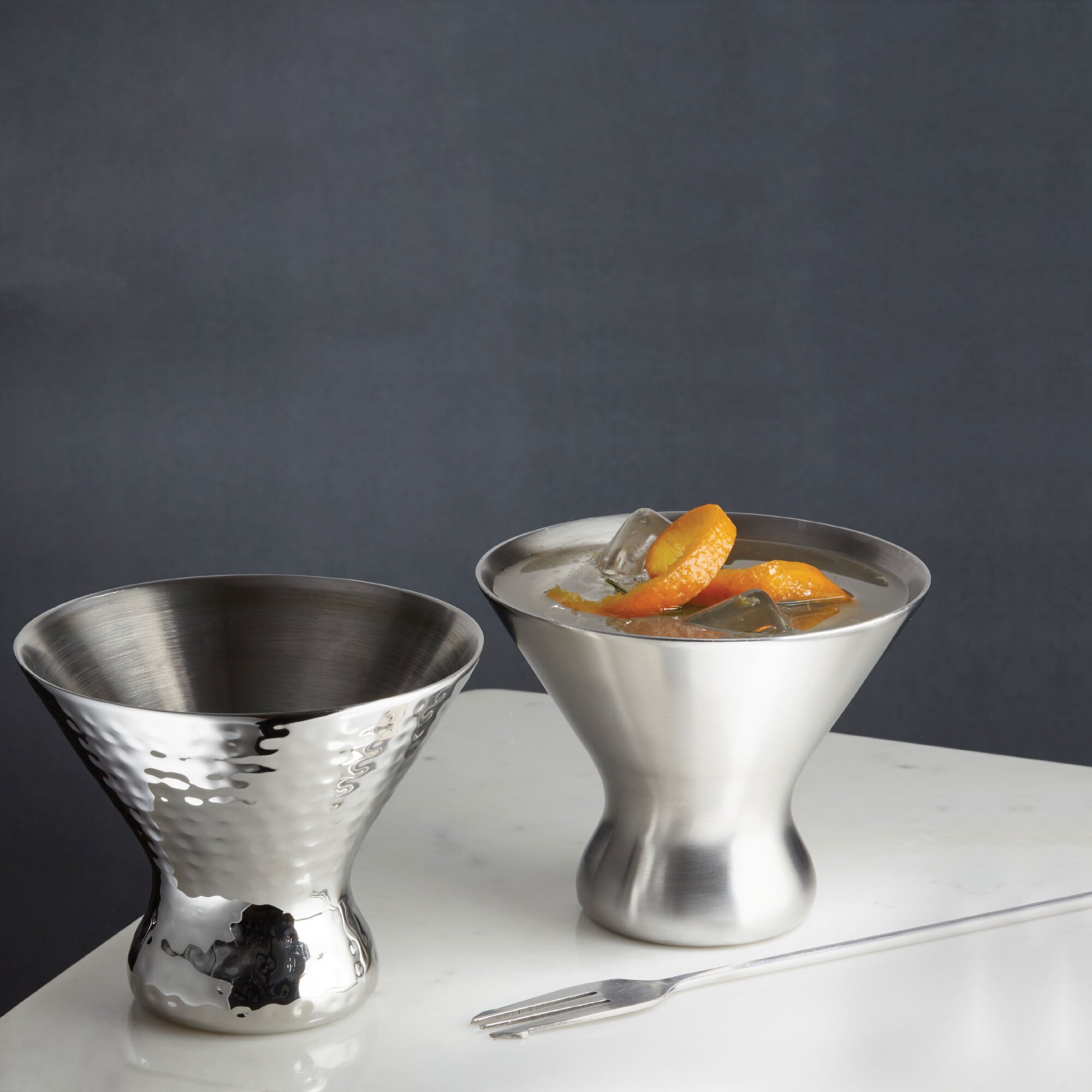 Stainless Steel Stemless Martini Glasses