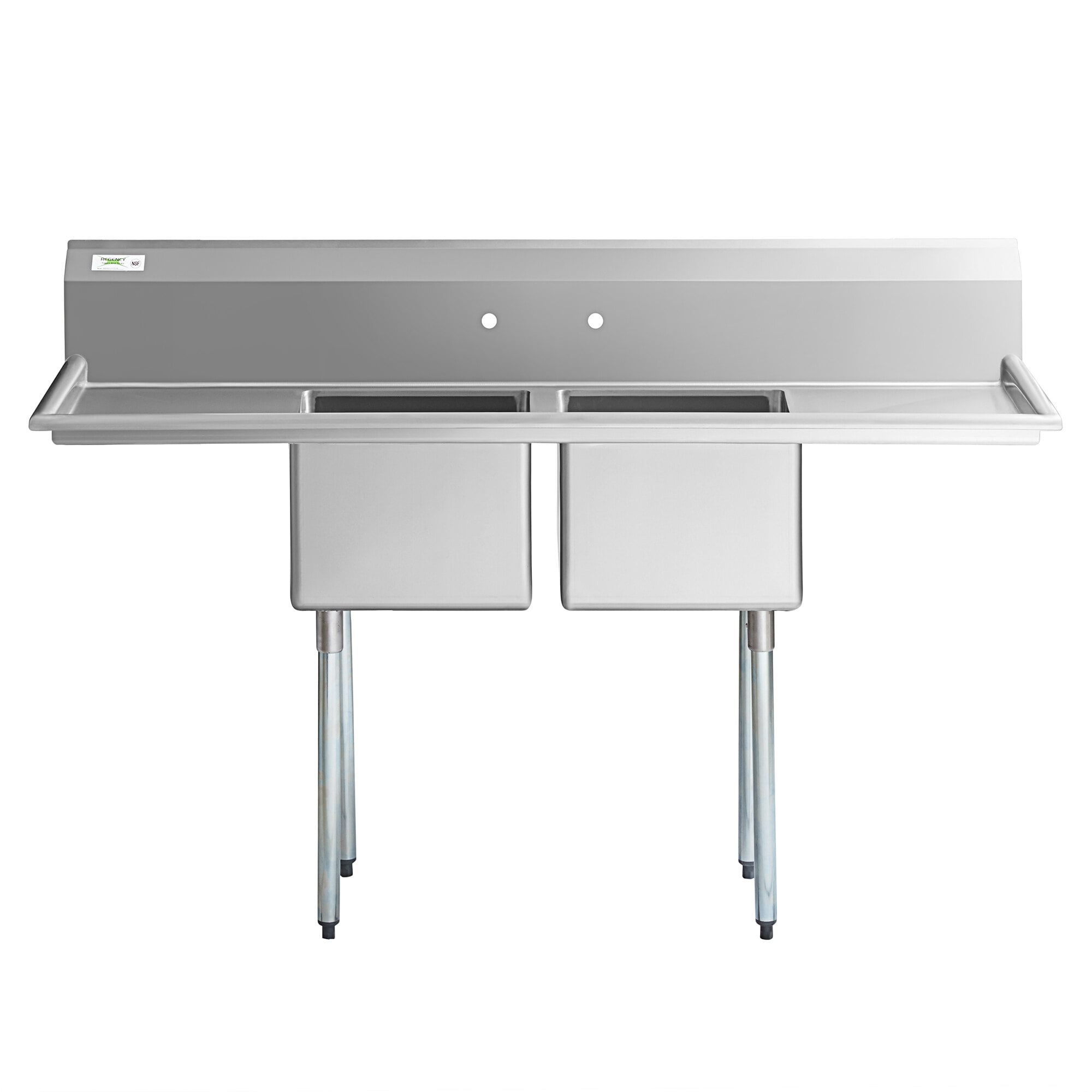 Regency 72" 16Gauge Stainless Steel Two Compartment Commercial Sink
