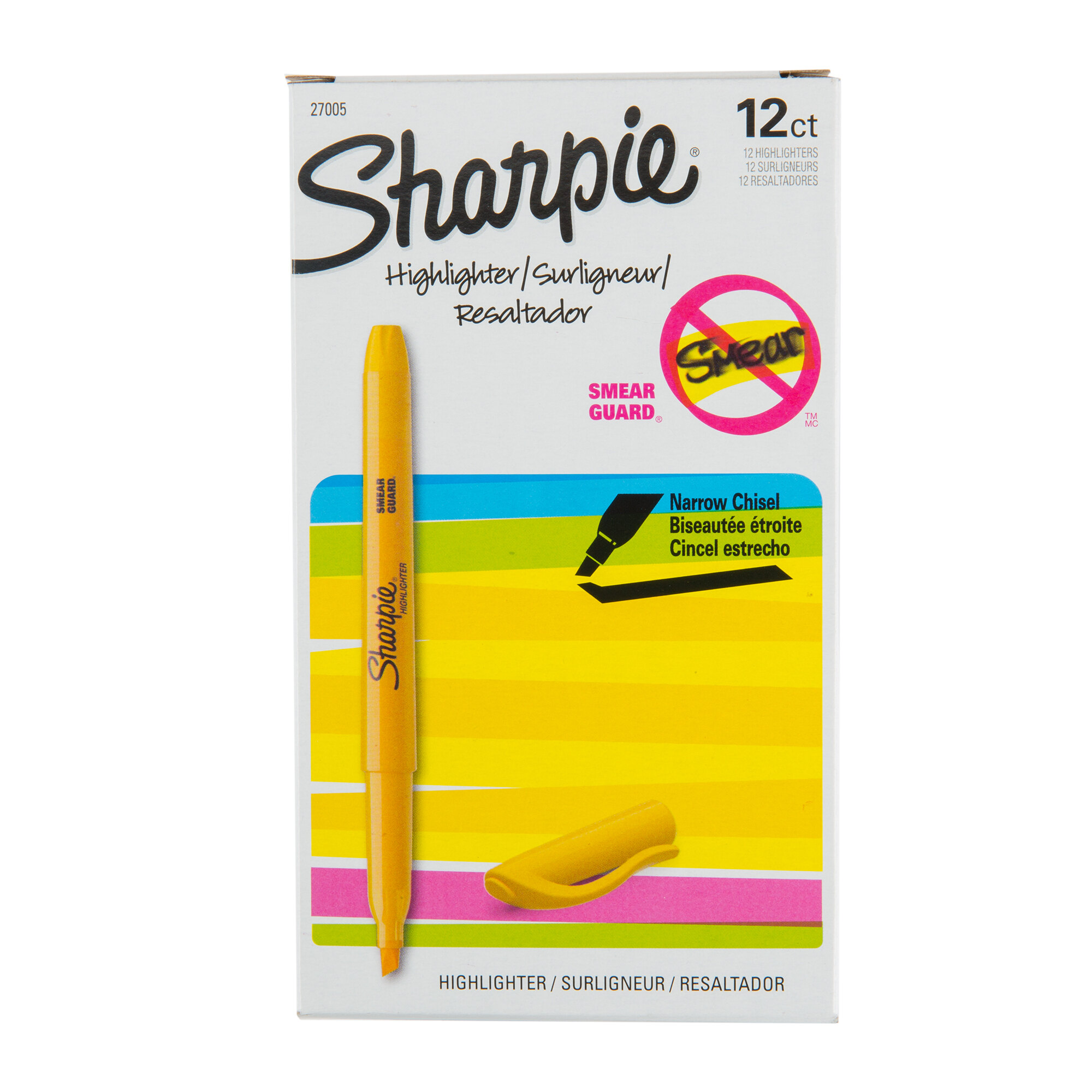 Sharpie 27005 Accent Yellow Chisel Tip Pocket Style Highlighter 12pack