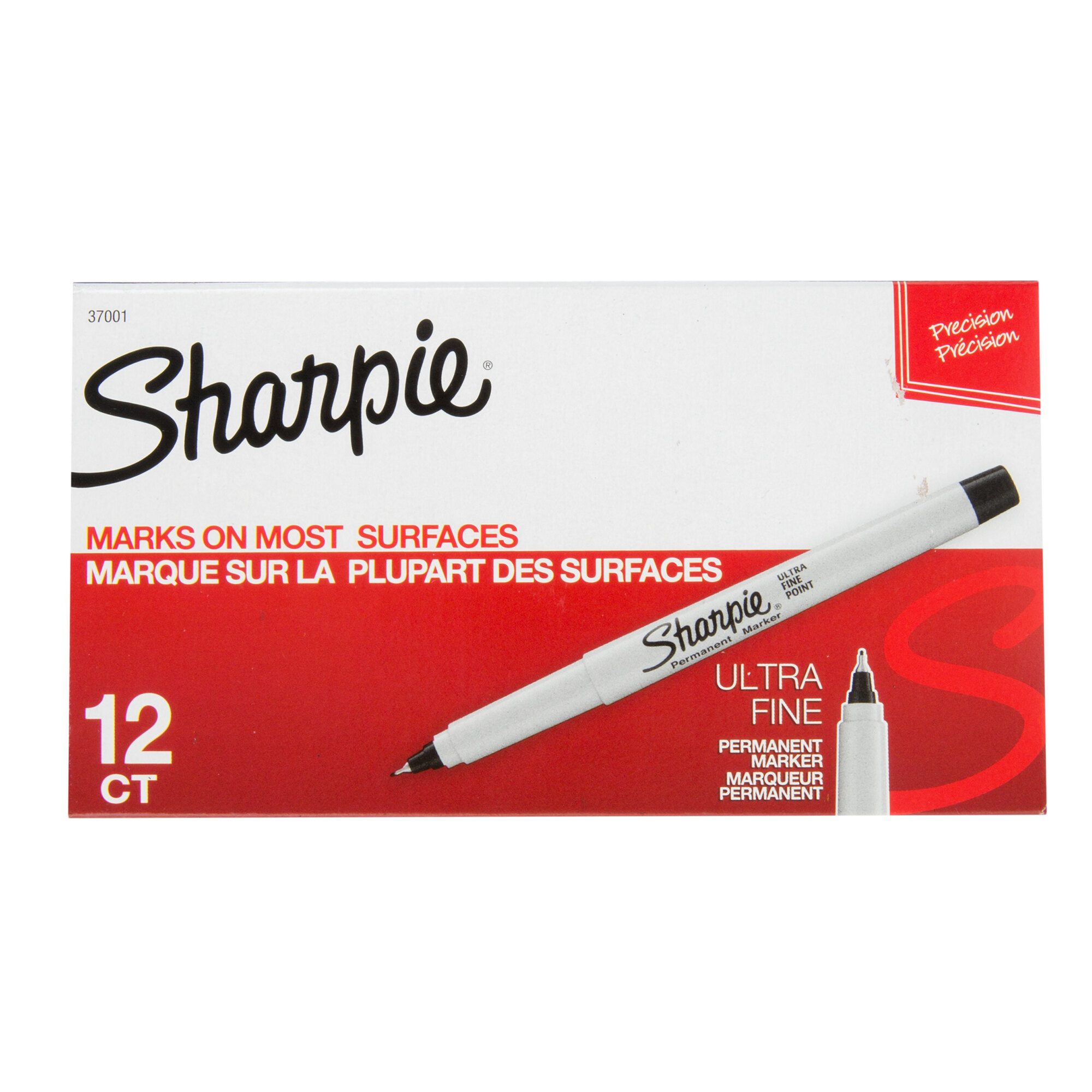 Sharpie 37001 Black Ultra-Fine Point Permanent Marker - 12/Pack