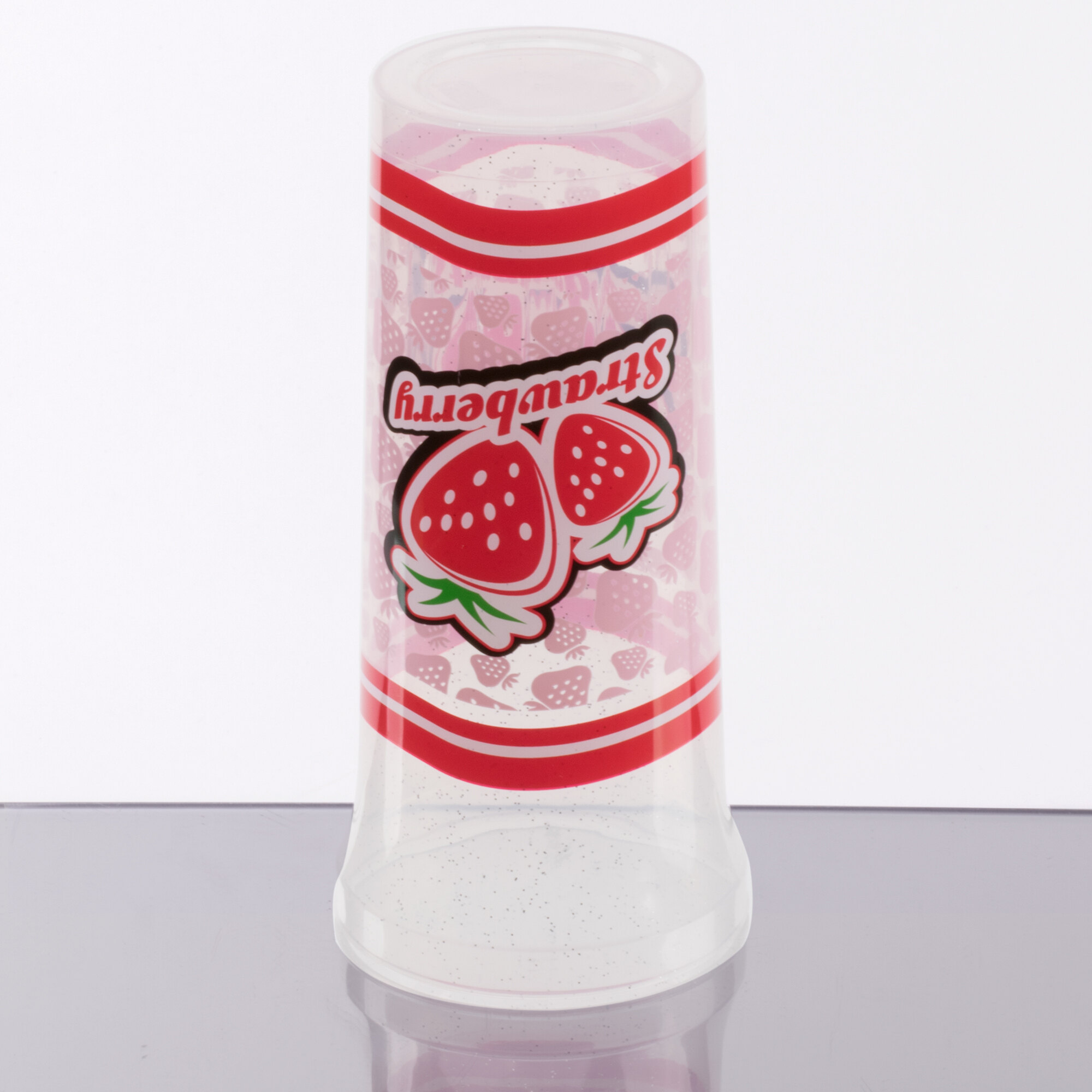32 oz. Sparkle Strawberry Top Souvenir Cup with Lid and Straw 100/Case