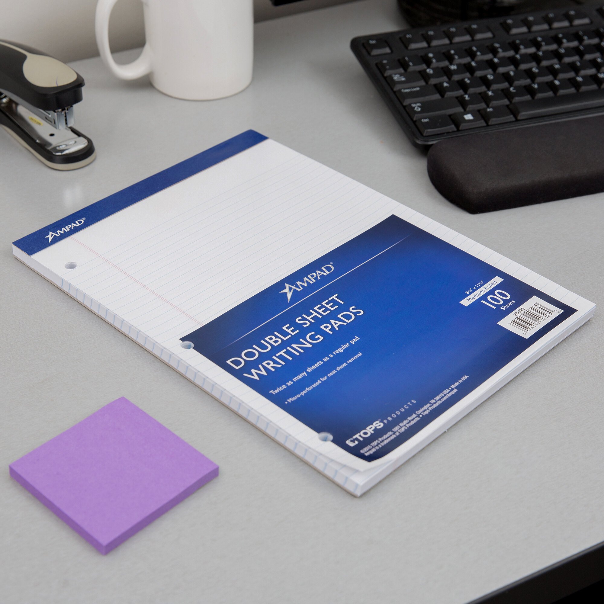 Ampad 20323 8 1/2" x 11 3/4" College Ruled White 3Hole Punched