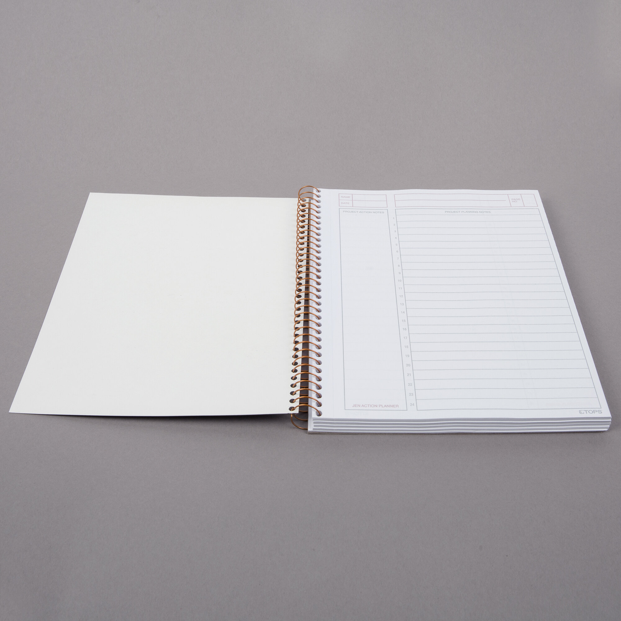 TOPS 63828 JEN Action 6 3/4" x 8 1/2" Wirebound Planner with Black