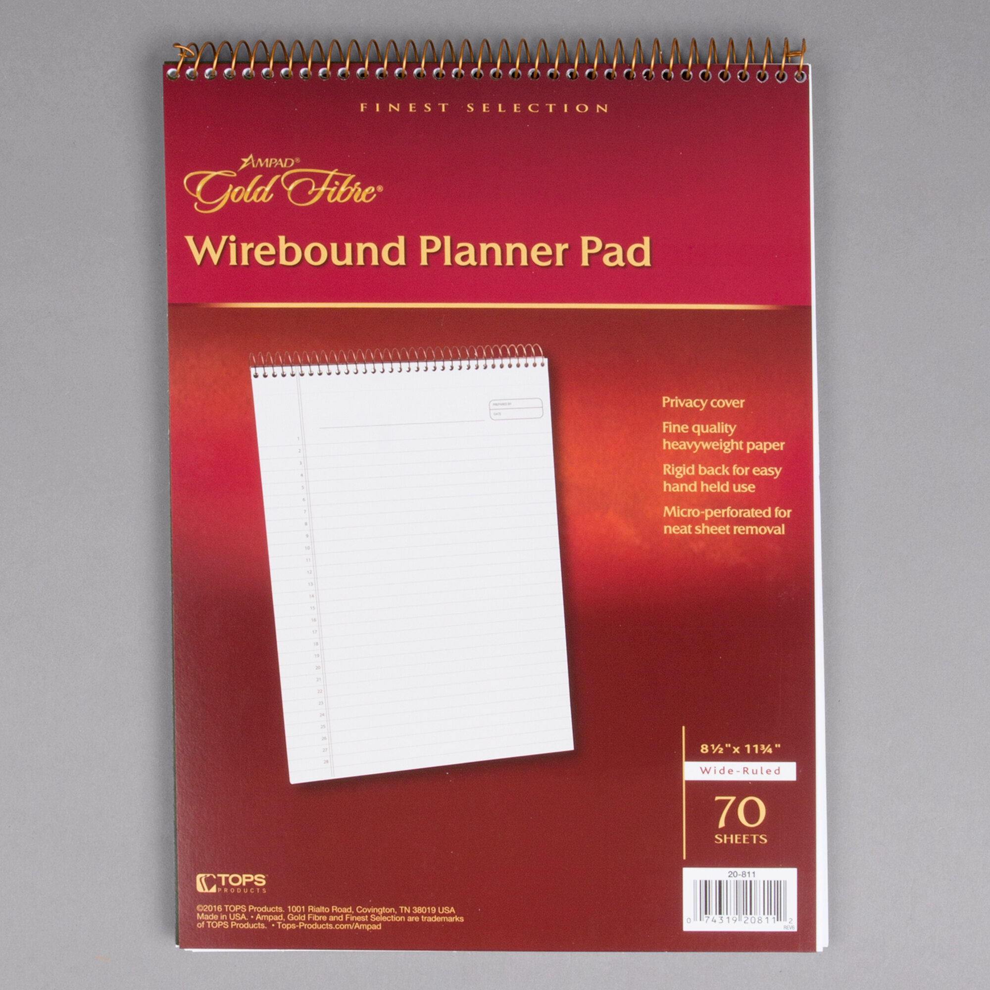 Ampad® Gold Fibre Writing Pads, Wide/Legal Rule, 8.5 X 14, White, 50