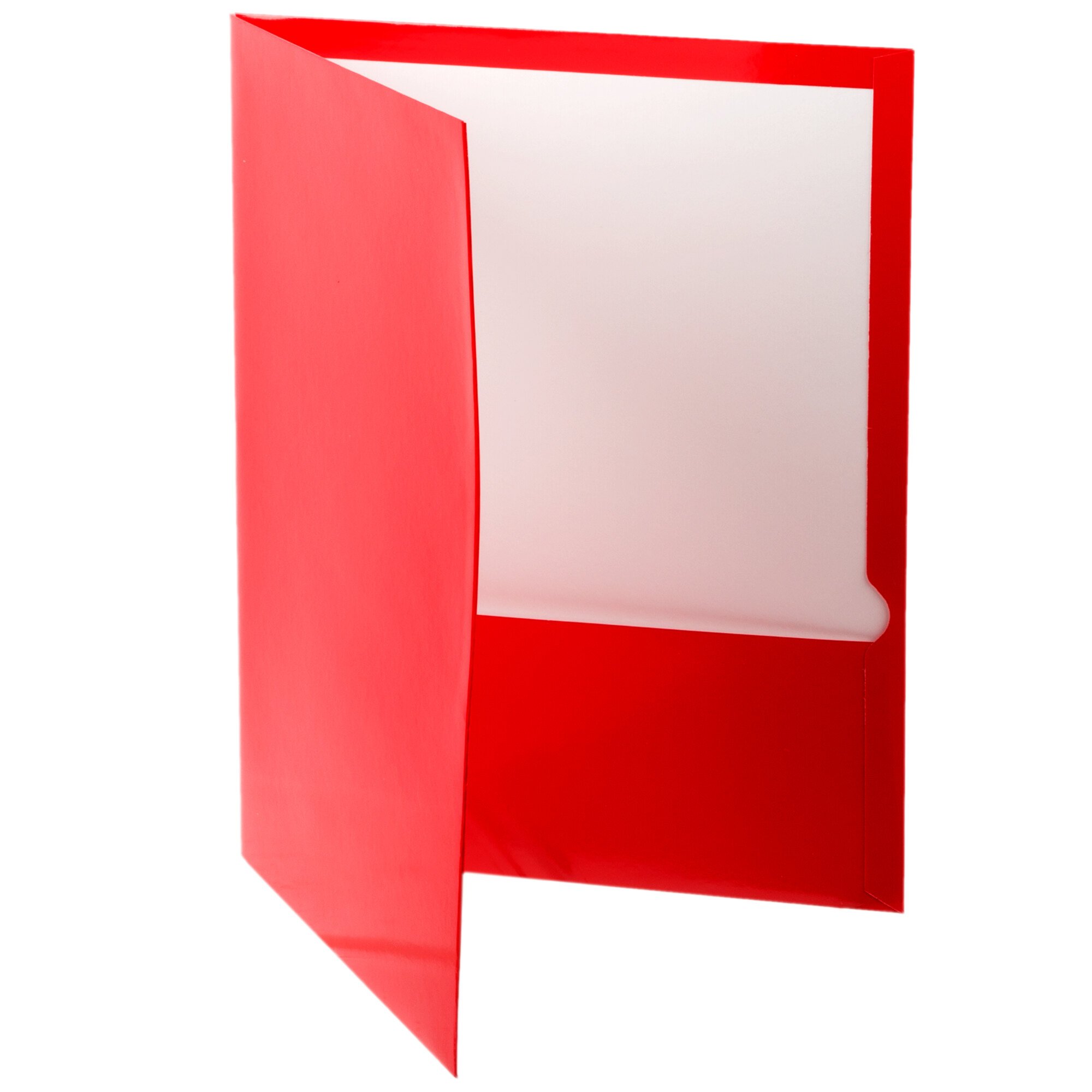 Oxford 51711EE Letter Size 2Pocket High Gloss Laminated Paper Pocket Folder, Red 25/Box