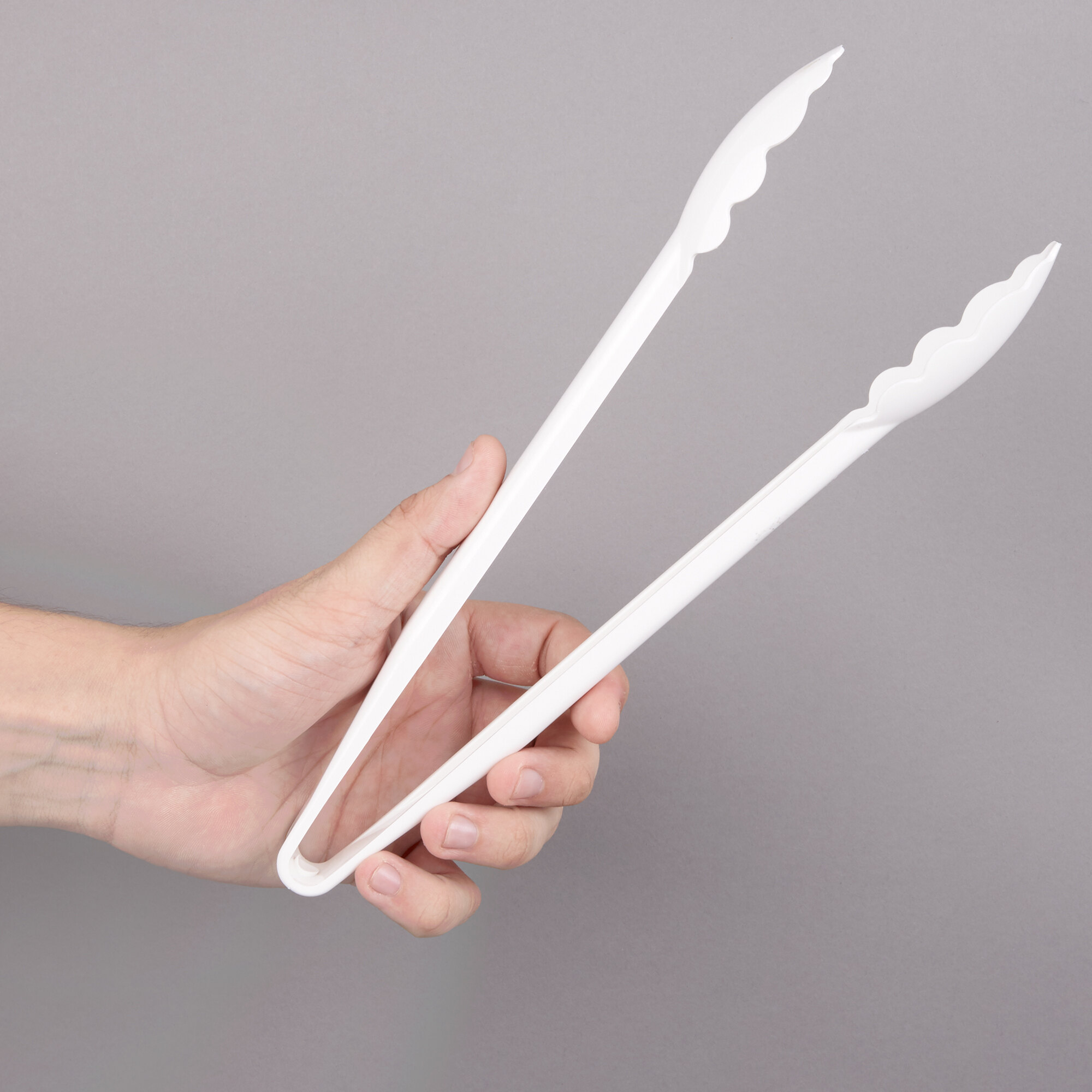 Carlisle 471202 Carly 12" White Plastic Utility Tongs