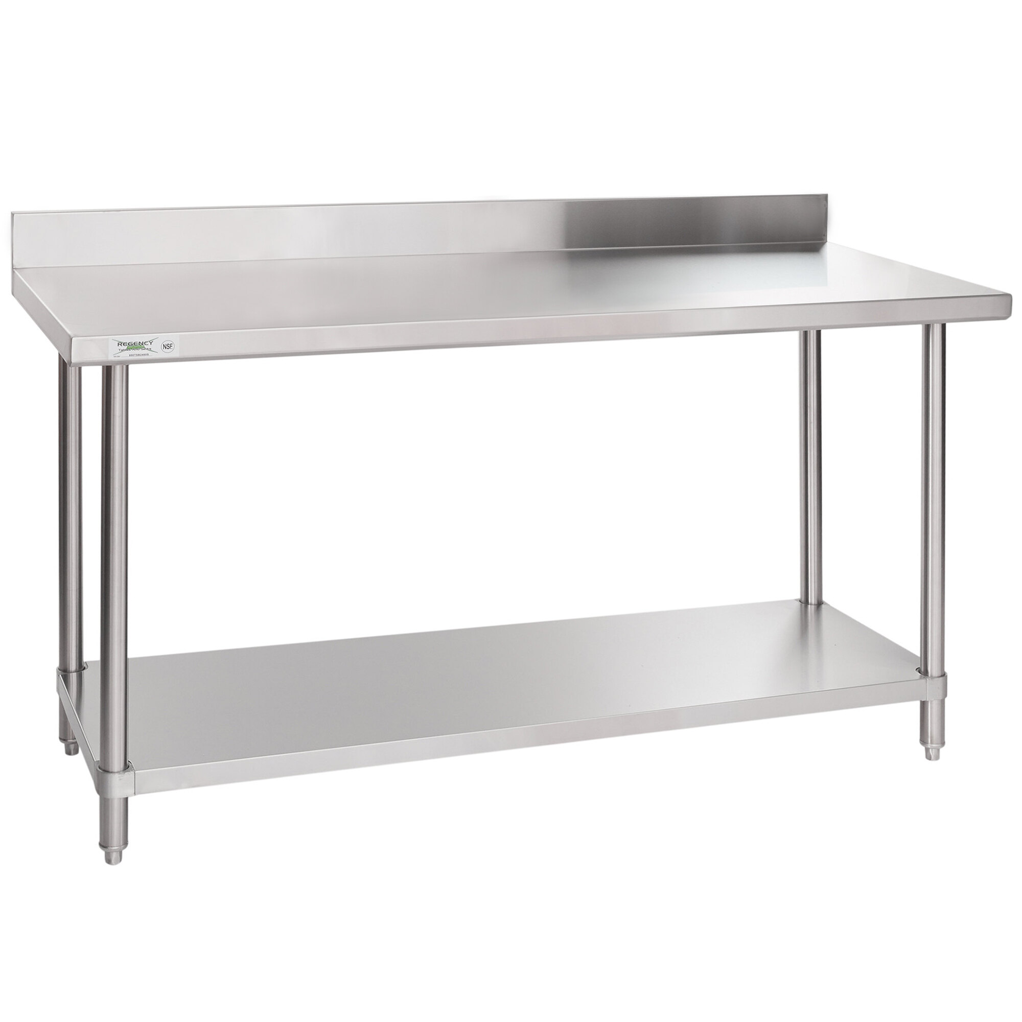 Regency 24" x 60" 16Gauge Stainless Steel Commercial Work Table with 4" Backsplash and Undershelf