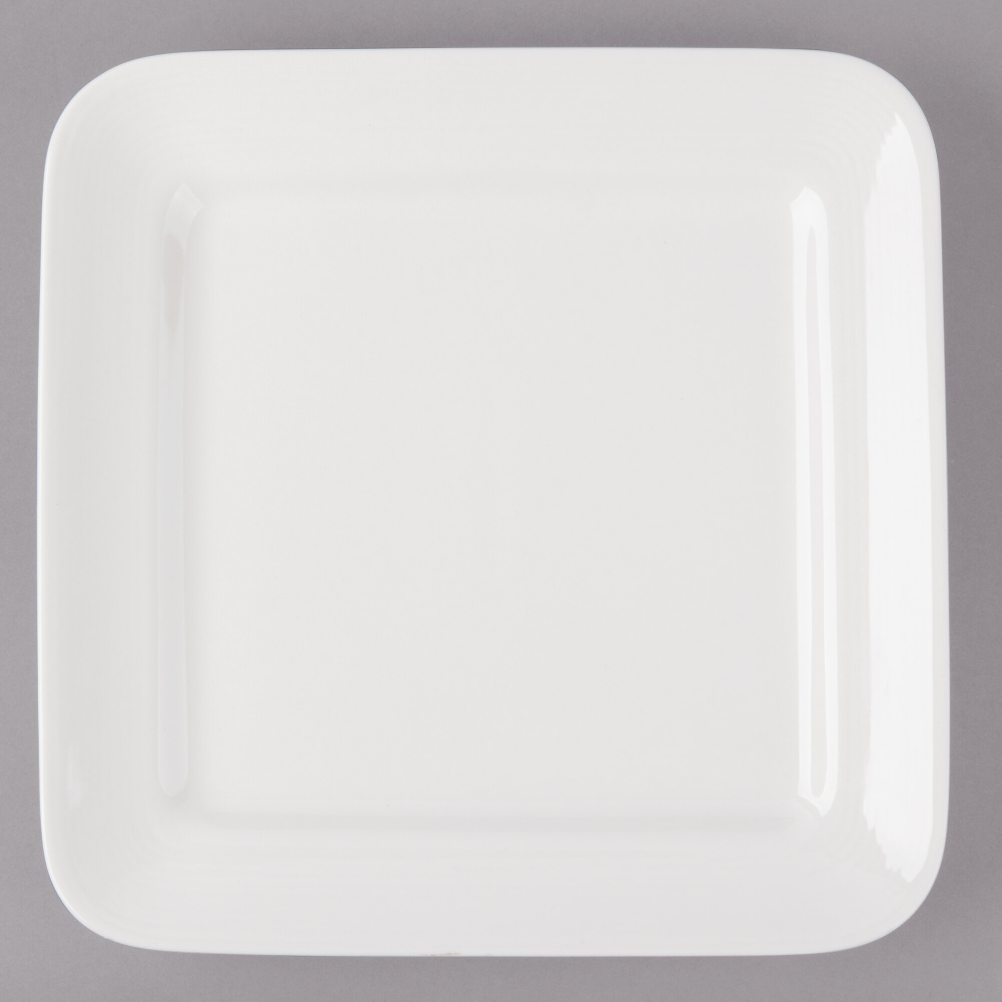 Bon Chef 1300006P Circles 8" x 8" White Porcelain Square Plate 24/Case