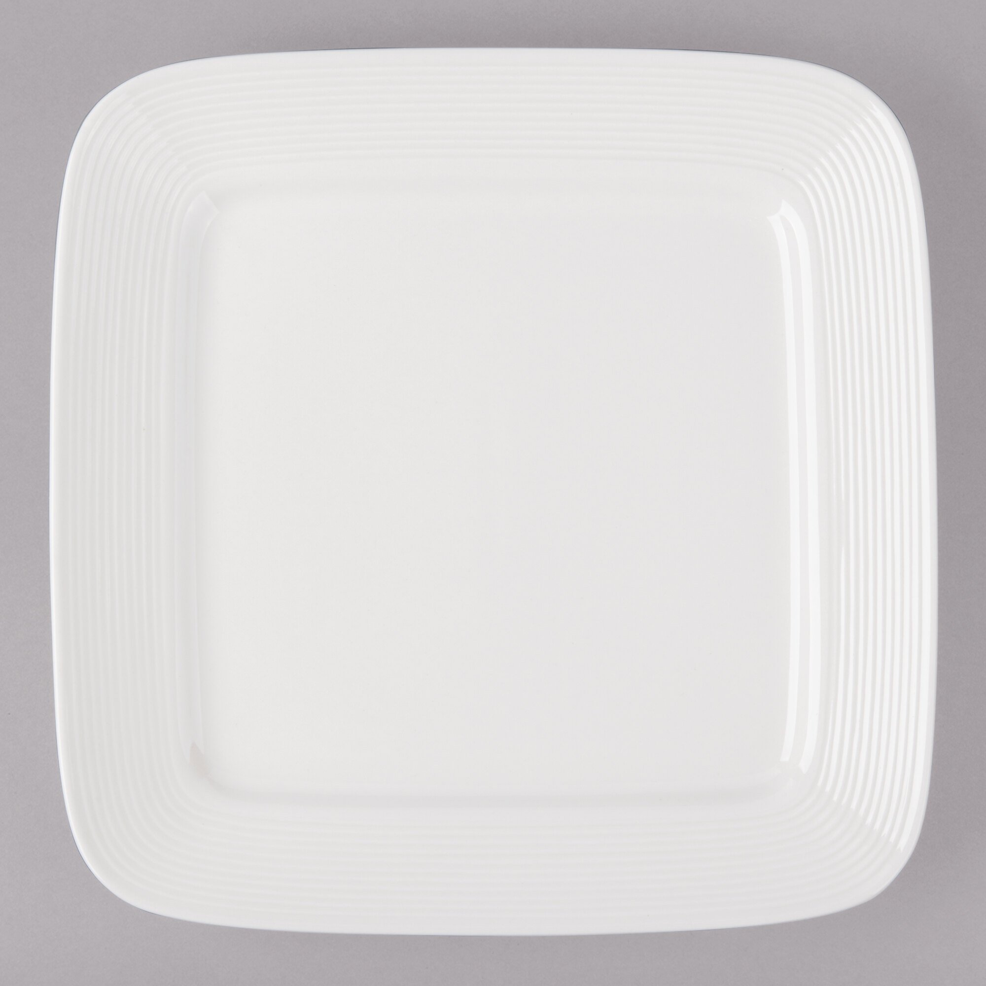 Bon Chef 1300008P Circles 9" x 9" White Porcelain Square Plate 24/Case