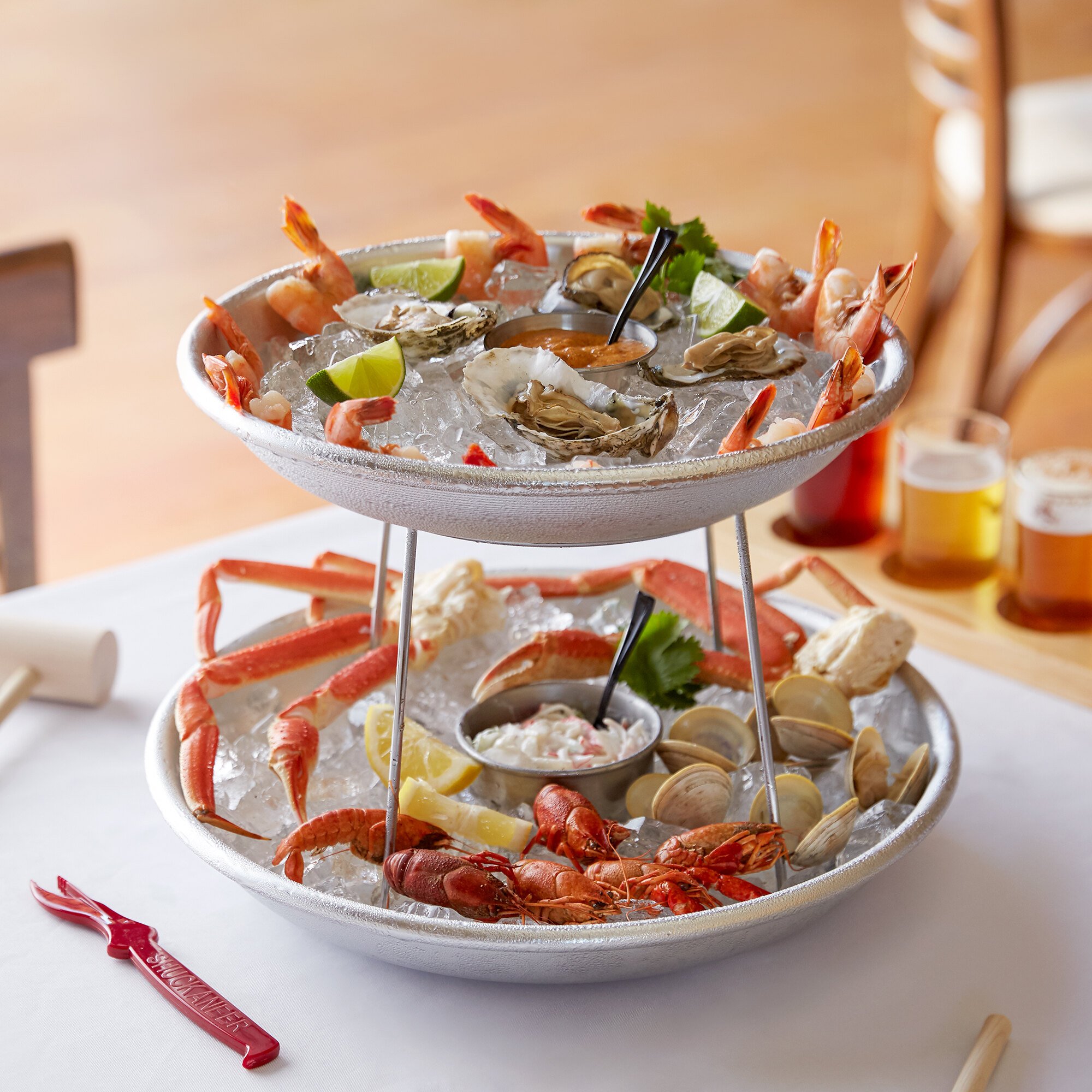 Choice 2Tier Seafood Tower Set with Small Aluminum Trays and Stand