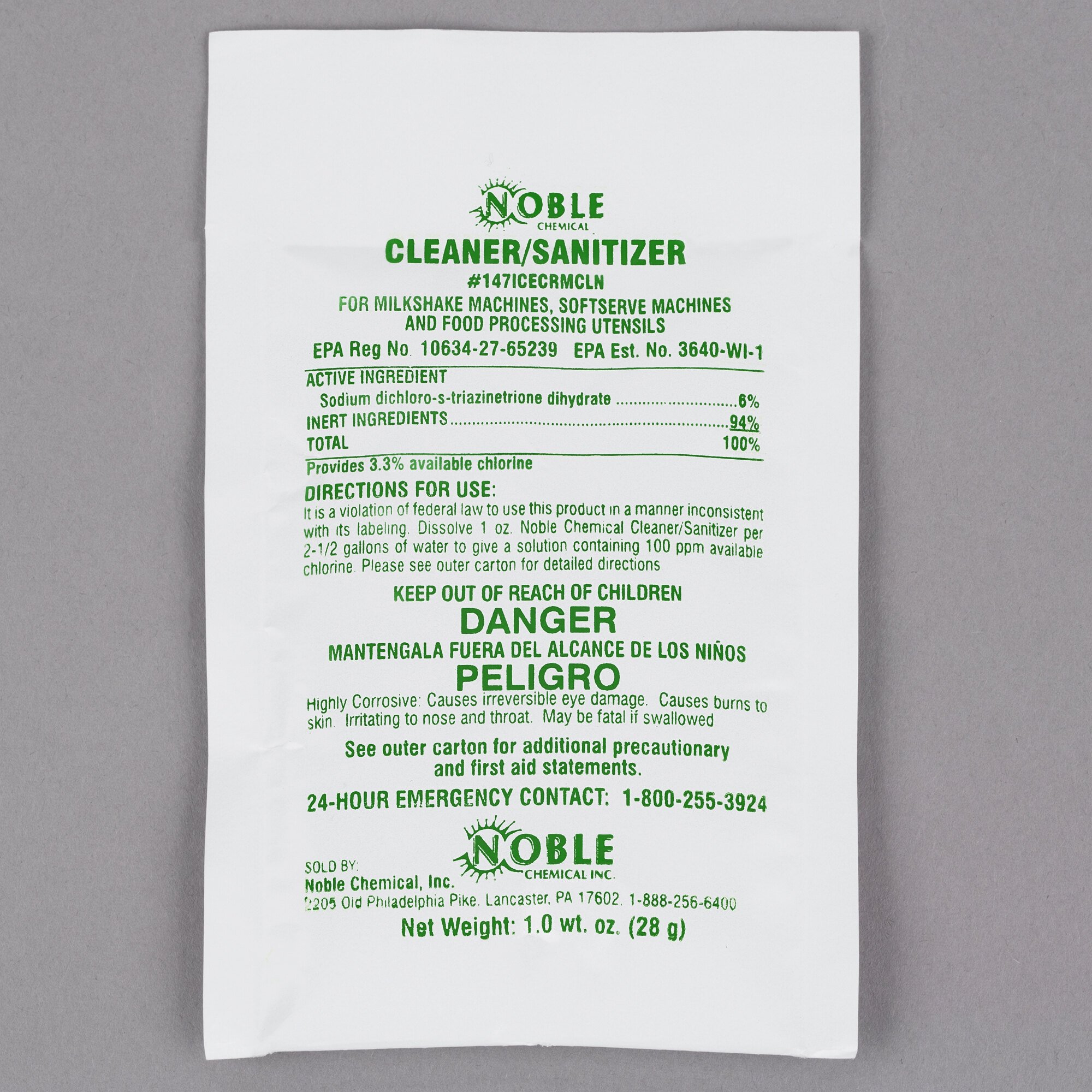 Noble Chemical 1 oz. Soft Serve Ice Cream Machine Powdered Cleaner