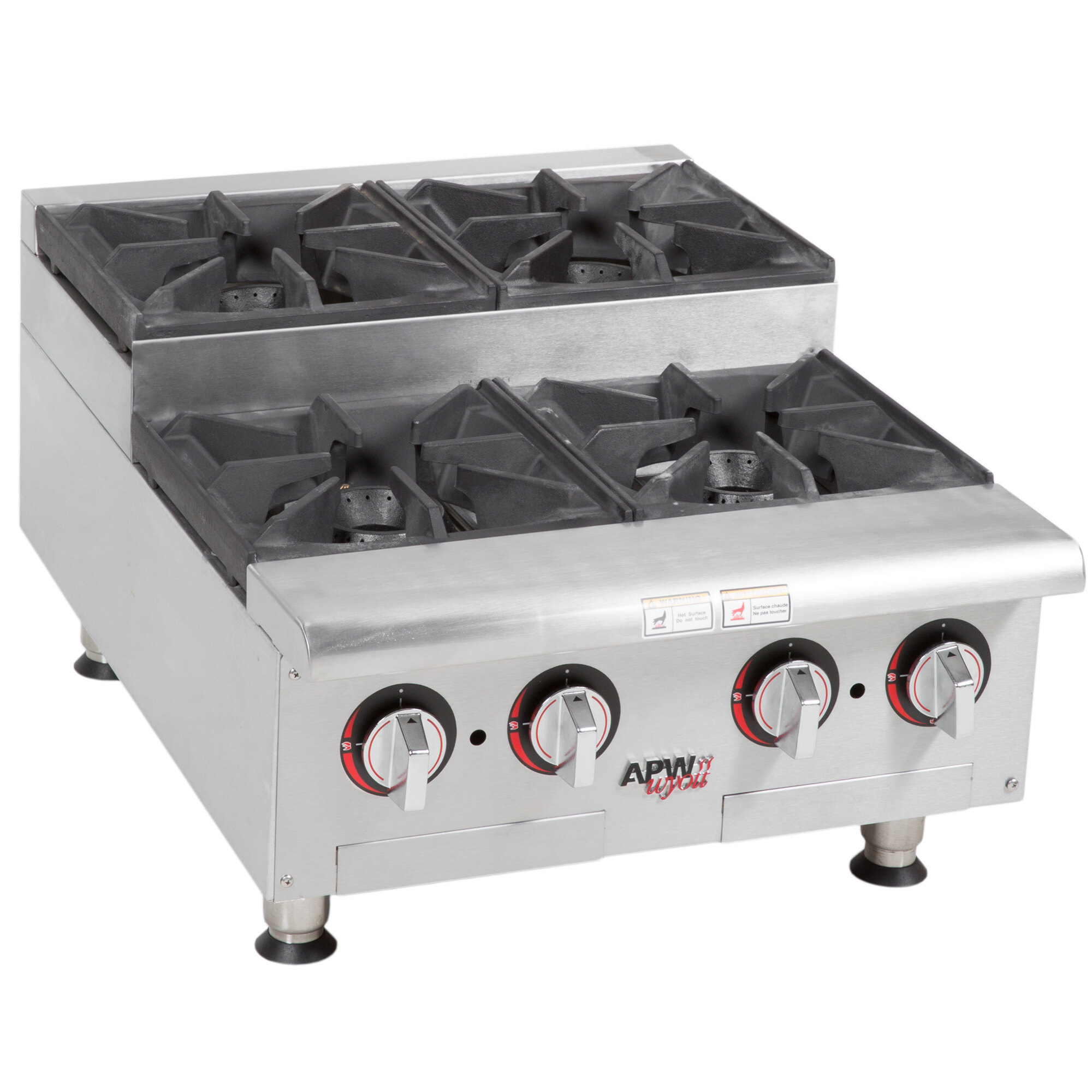 APW Wyott HHPS424 Liquid Propane HeavyDuty 4 Burner StepUp