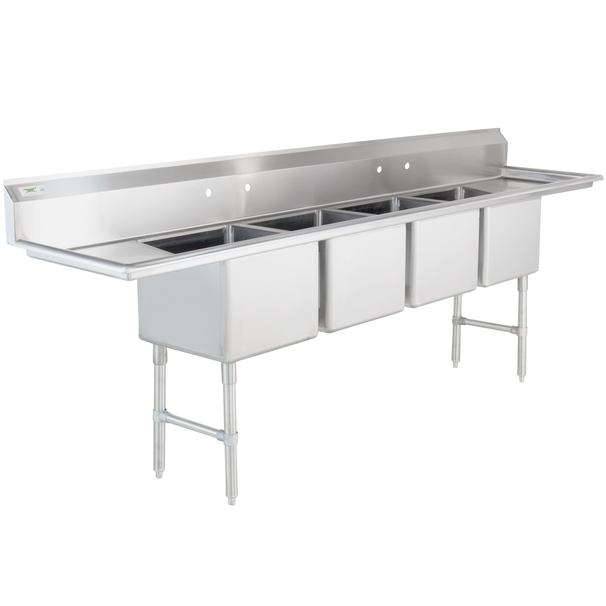 Regency 16 Gauge Stainless Steel Four Compartment Commercial Sink with