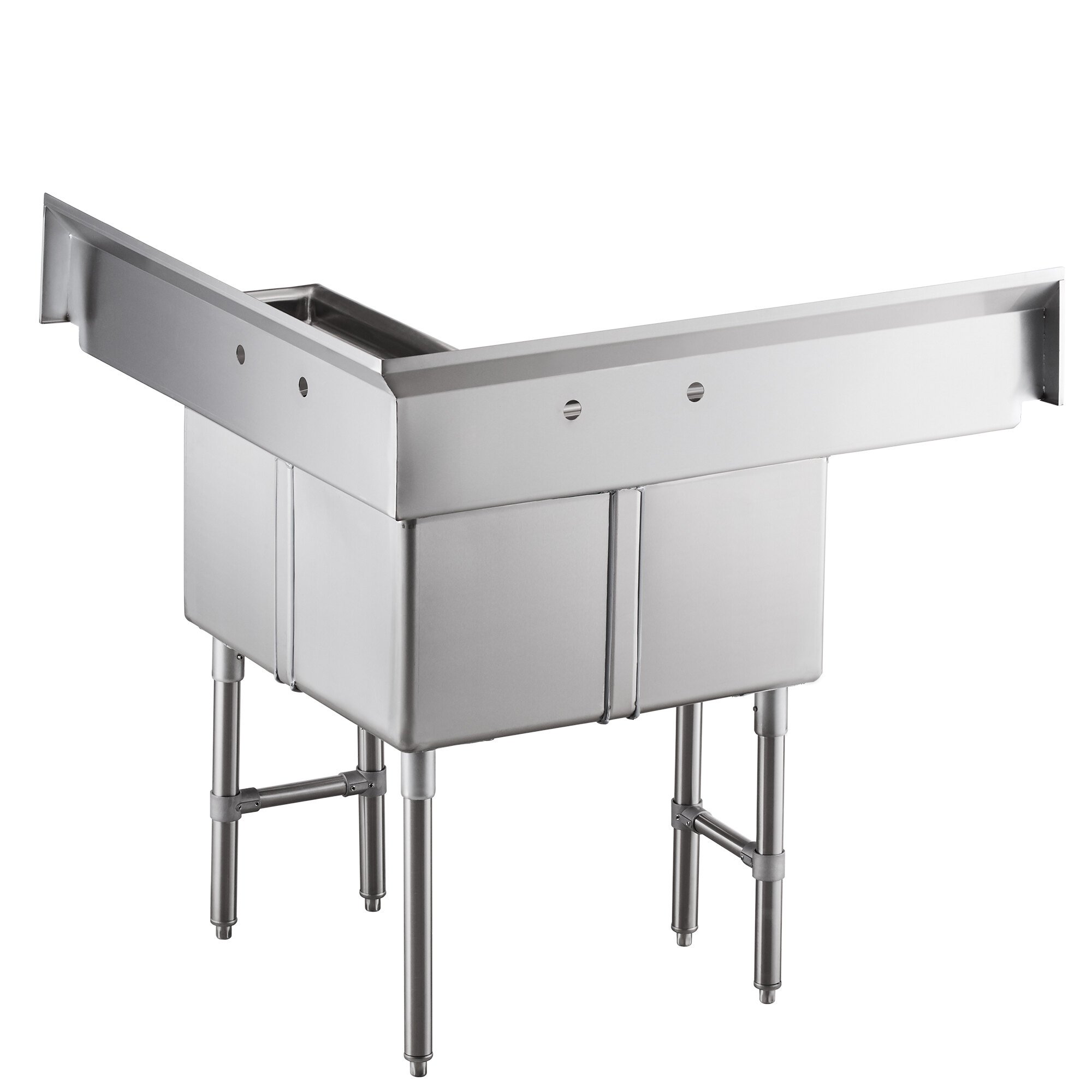 Regency 44 1/2" 16 Gauge Stainless Steel Three Compartment Commercial