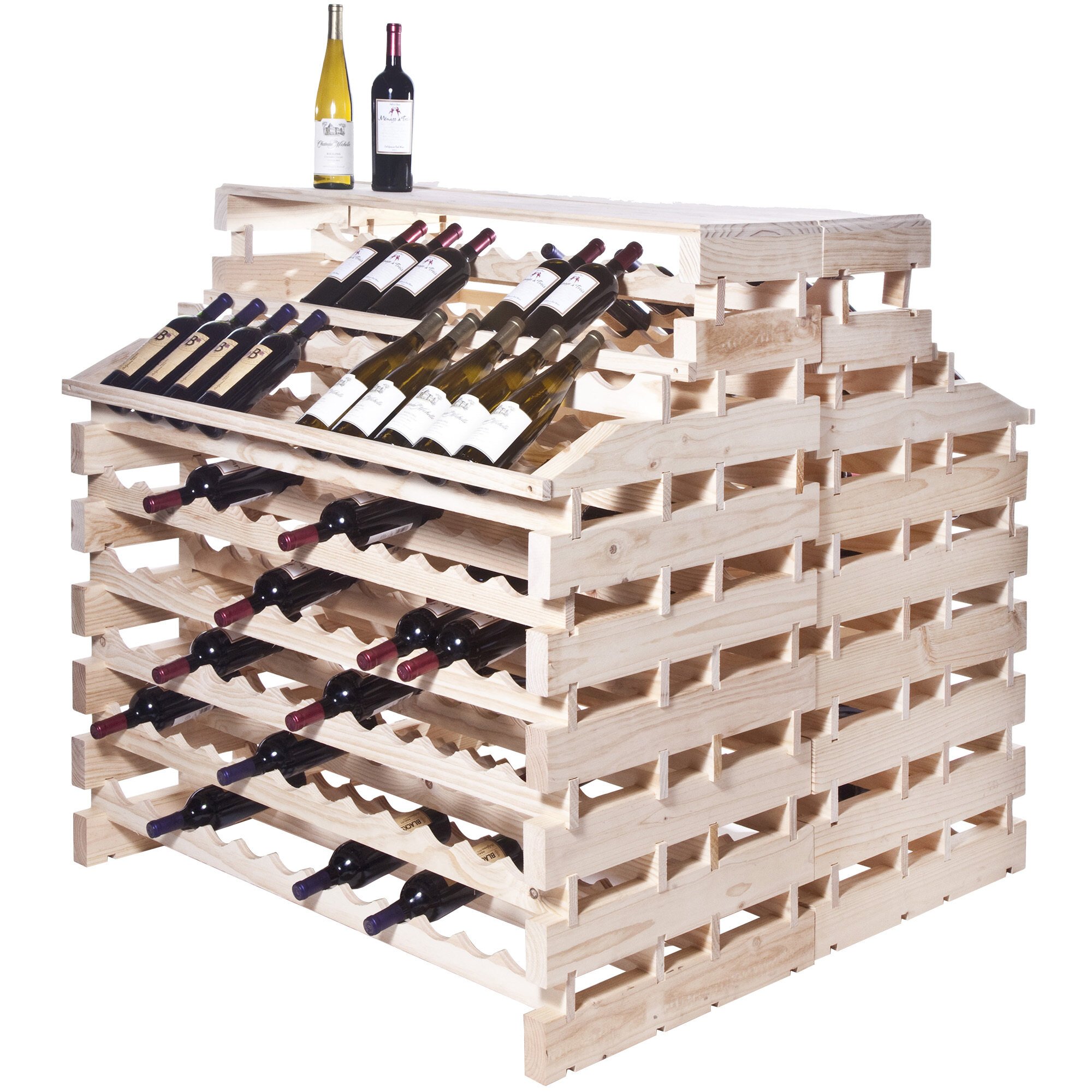 Franmara Wfg312dx N Modularack Pro Waterfall Deluxe Gondola 312 Bottle Natural Wooden Modular