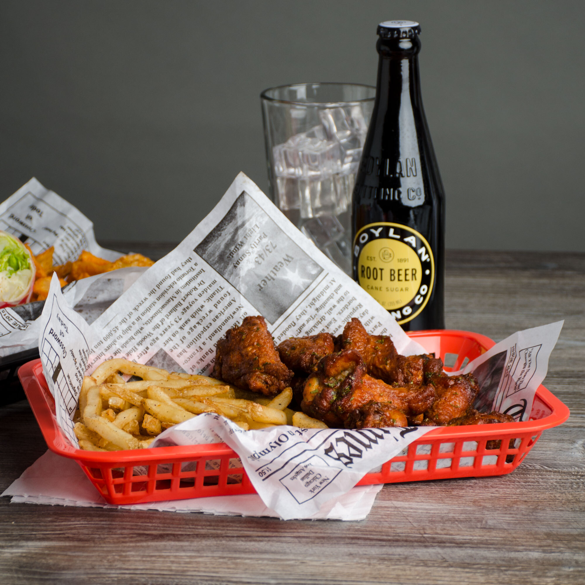 Choice 12" x 8 1/2" x 1 1/2" Red Rectangular Plastic Fast Food Basket