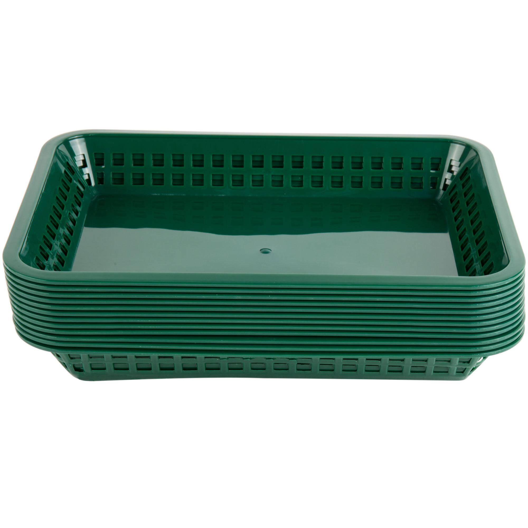 Choice 12" x 8 1/2" x 1 1/2" Forest Green Rectangular Plastic Fast Food