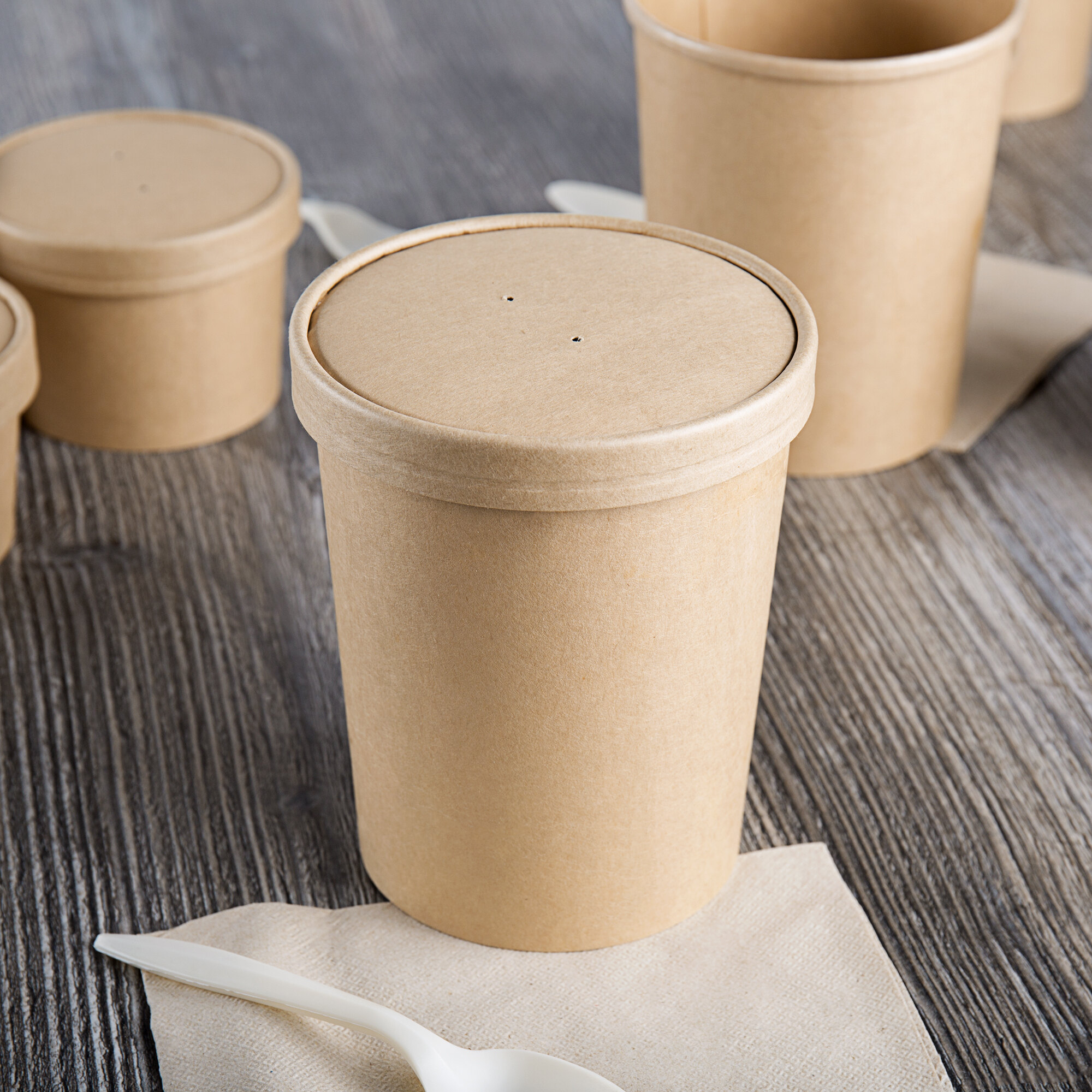 EcoChoice 32 oz. Kraft Paper Food Cup with Vented Lid 250/Case