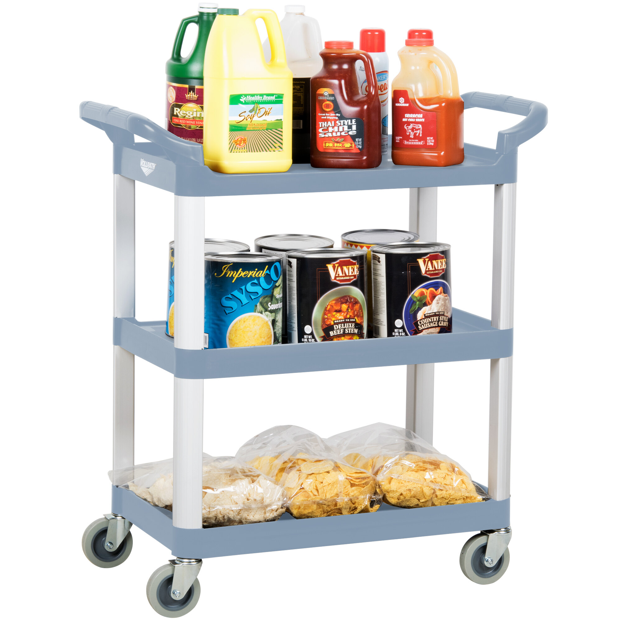 Vollrath Gray Utility Cart with 3 Shelves | WebstaurantStore